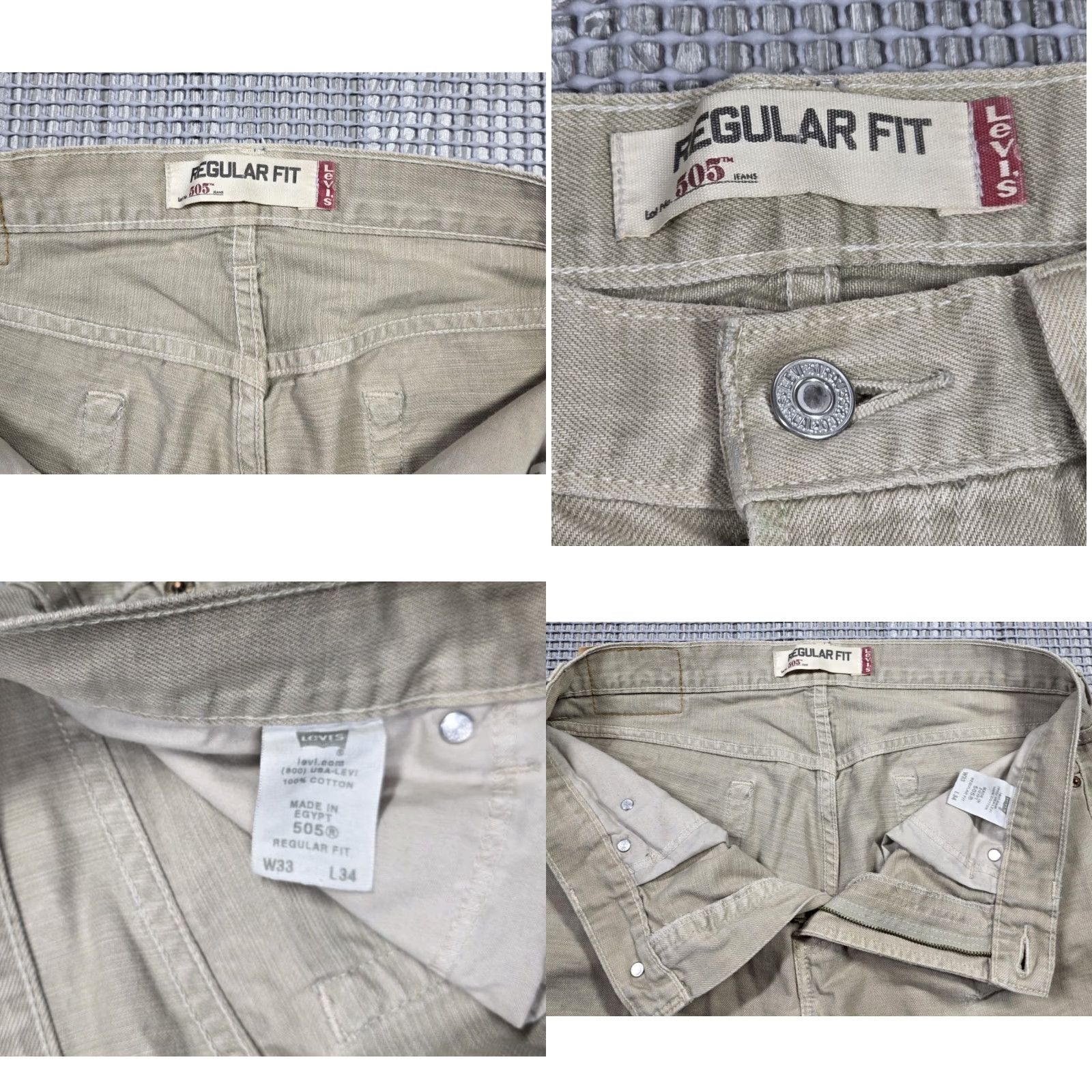 Levi's VINTAGE Levi's 505 Jeans Mens 33x34 Beige Regular Fit Distressed Skater 90s USA Classic Levi's 500 Series Jeans Mens Size US 33 - 8 Thumbnail