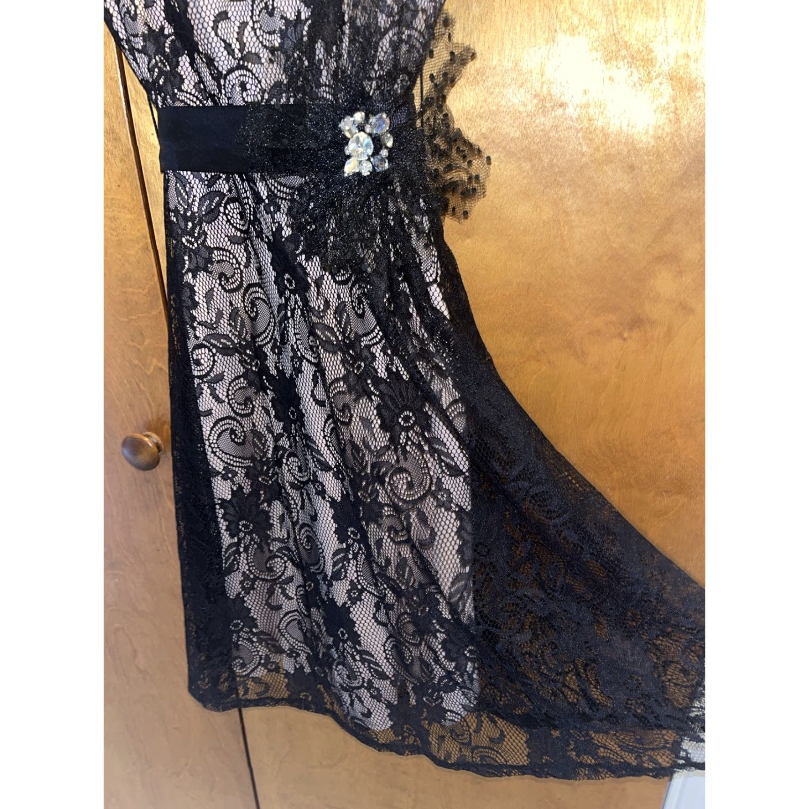 Vintage Vintage Y2K 90s City Triangle Size 7 Black Lace Party Dress Size M / US 6-8 / IT 42-44 - 2 Thumbnail