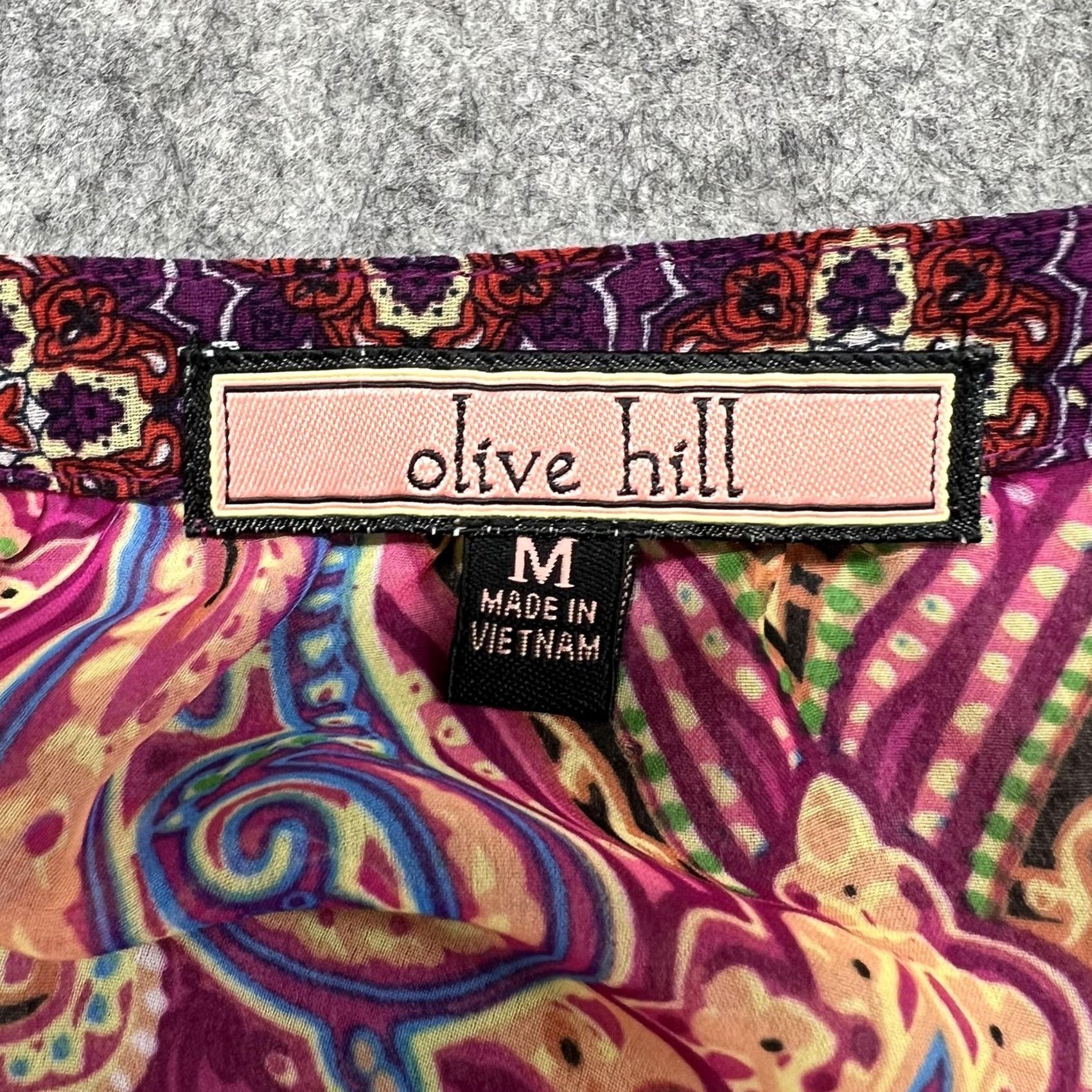 Olive Olive Hill Blouse Womens M Multicolor Paisley V-Neck 3/4 Sleeve Tunic Top Boho Size M / US 6-8 / IT 42-44 - 3 Thumbnail