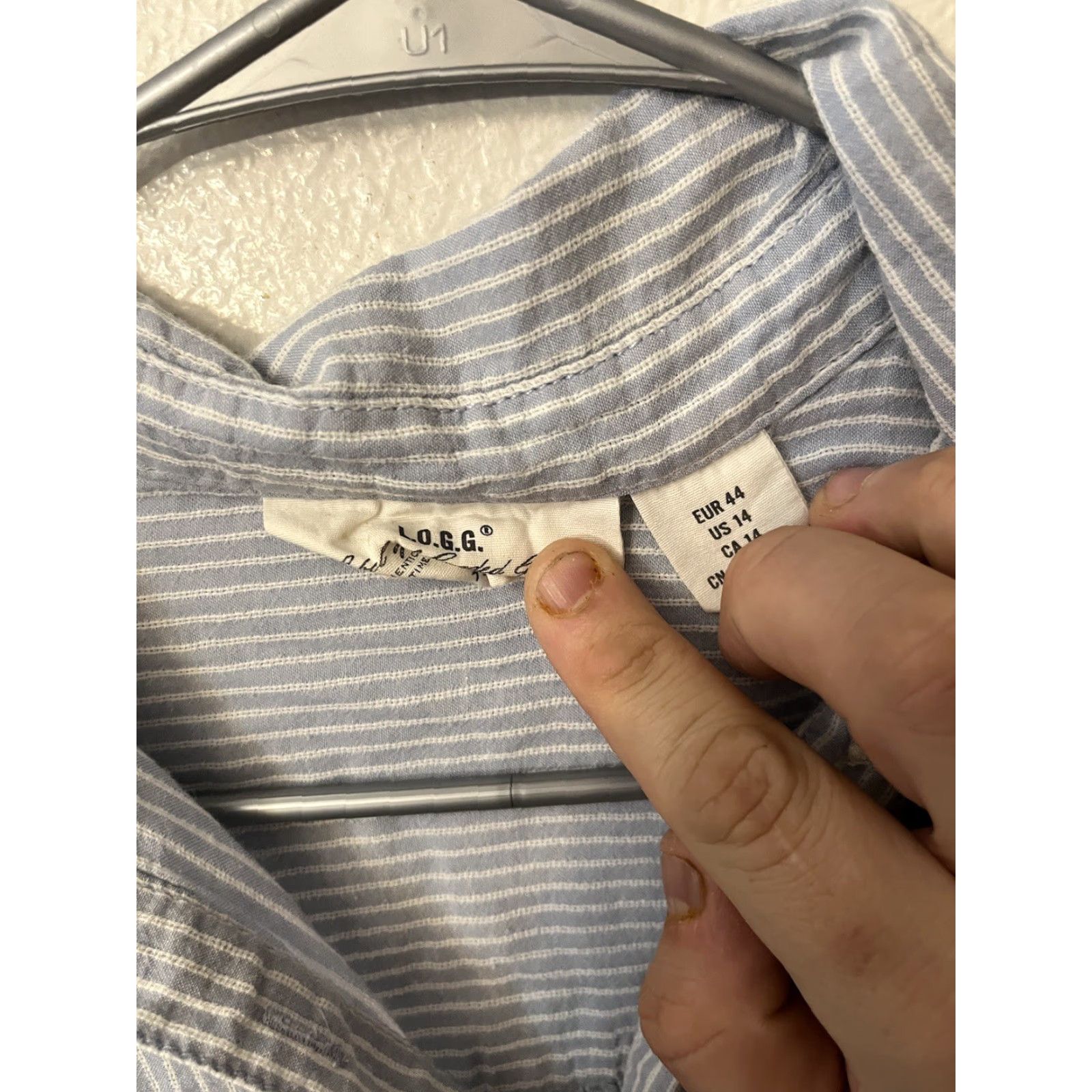 H&M H&M Logg Women Top Striped Long Sleeve Button Up Tunic Blue 14 Regular Stainless? Size XL / US 12-14 / IT 48-50 - 2 Thumbnail
