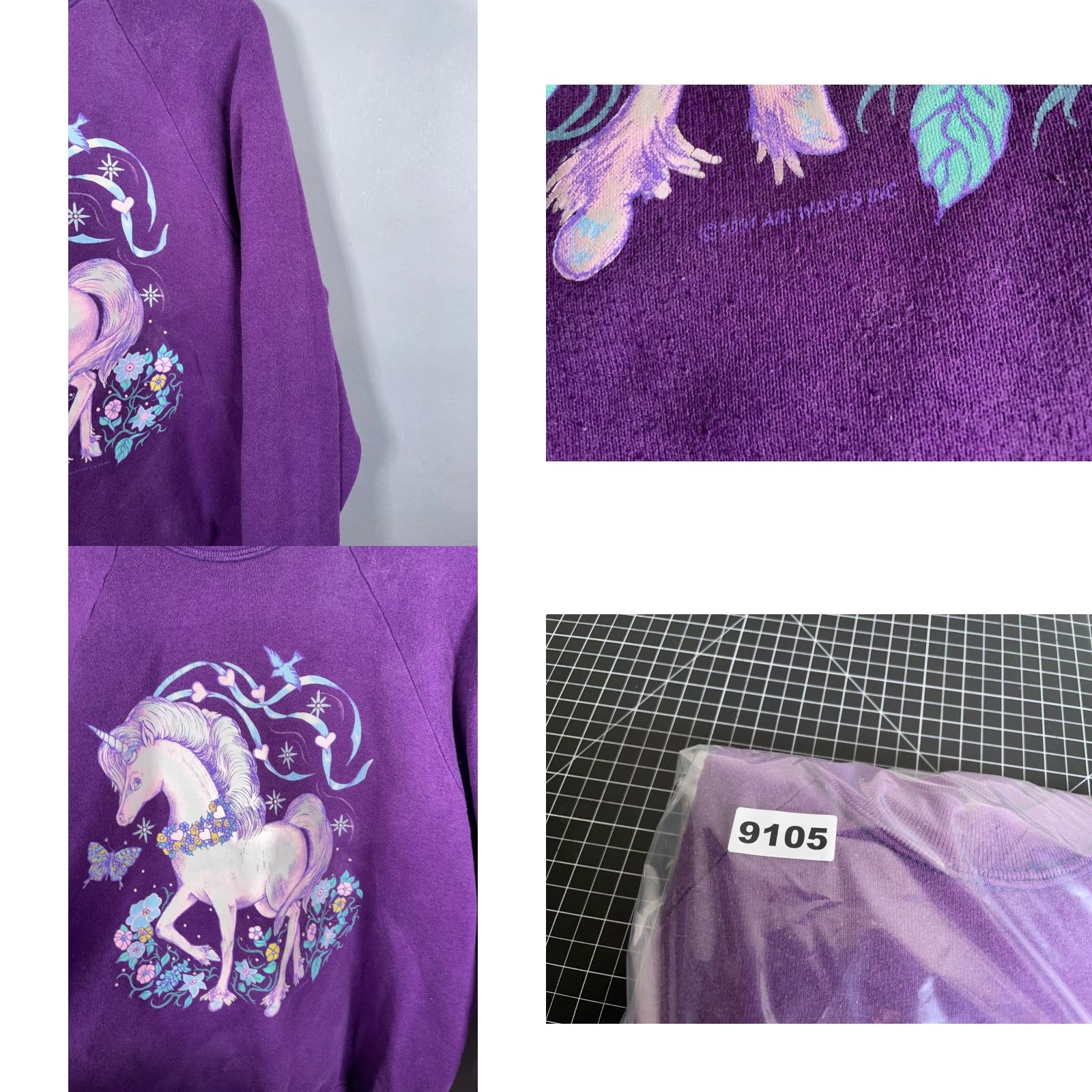 Fruit Of The Loom VINTAGE Fruit of the Loom 90s Unicorn Sweatshirt Raglan Sleeve Crew Neck XL Purple Adult Womens Size XL / US 12-14 / IT 48-50 - 8 Thumbnail