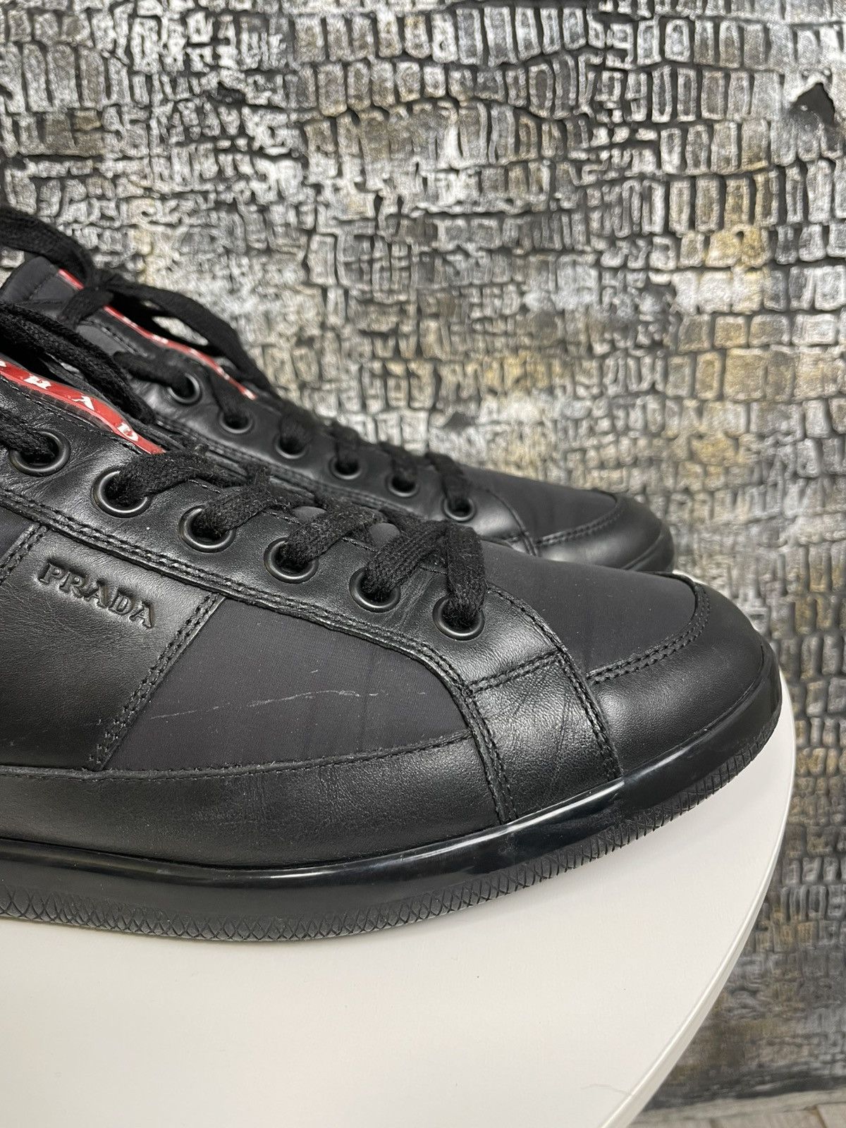 Prada Prada Shoes Black High Top Sneakers Leather Shoes Size US 9 / EU 42 - 11 Thumbnail