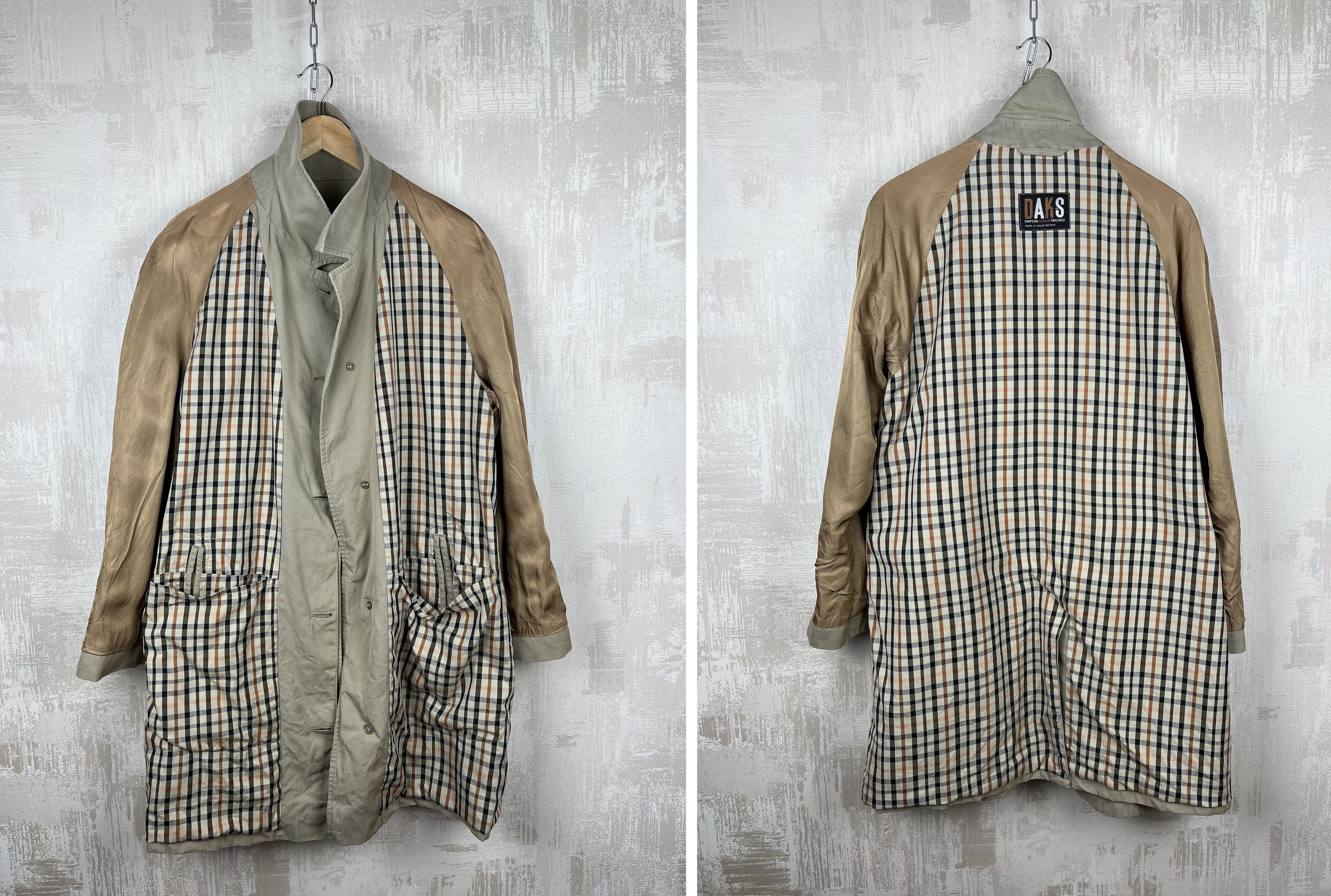 DAKS Vintage Daks London Check Lining Trench Coat Jacket Size US M / EU 48-50 / 2 - 14 Thumbnail