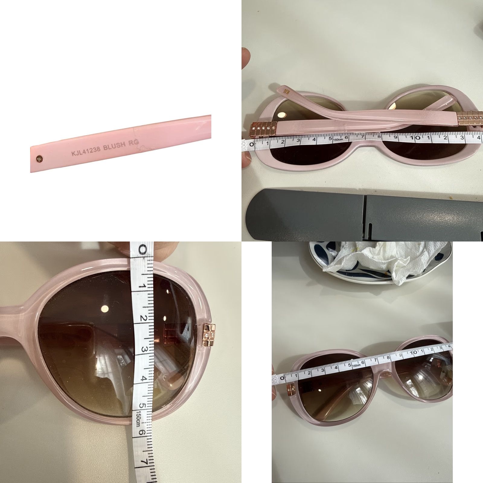 Kenneth Jay Lane VINTAGE Kenneth Jay Lane KJL-41238 Blush Retro Sunglasses Jackie O Pink Bling Sunglasses Unisex Adult Pink Brown Gradient Glam Rock Size ONE SIZE - 9 Thumbnail