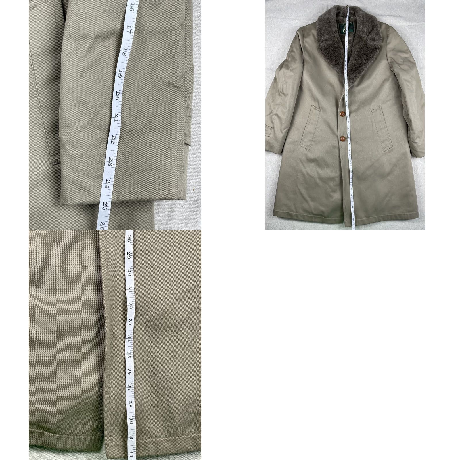 Orvis VINTAGE Orvis Jacket Overcoat Mens Fur Lined Canvas Cotton Beige Khaki 38 Button Casual 80s 90s USA Size US XXS / EU 40 - 8 Thumbnail