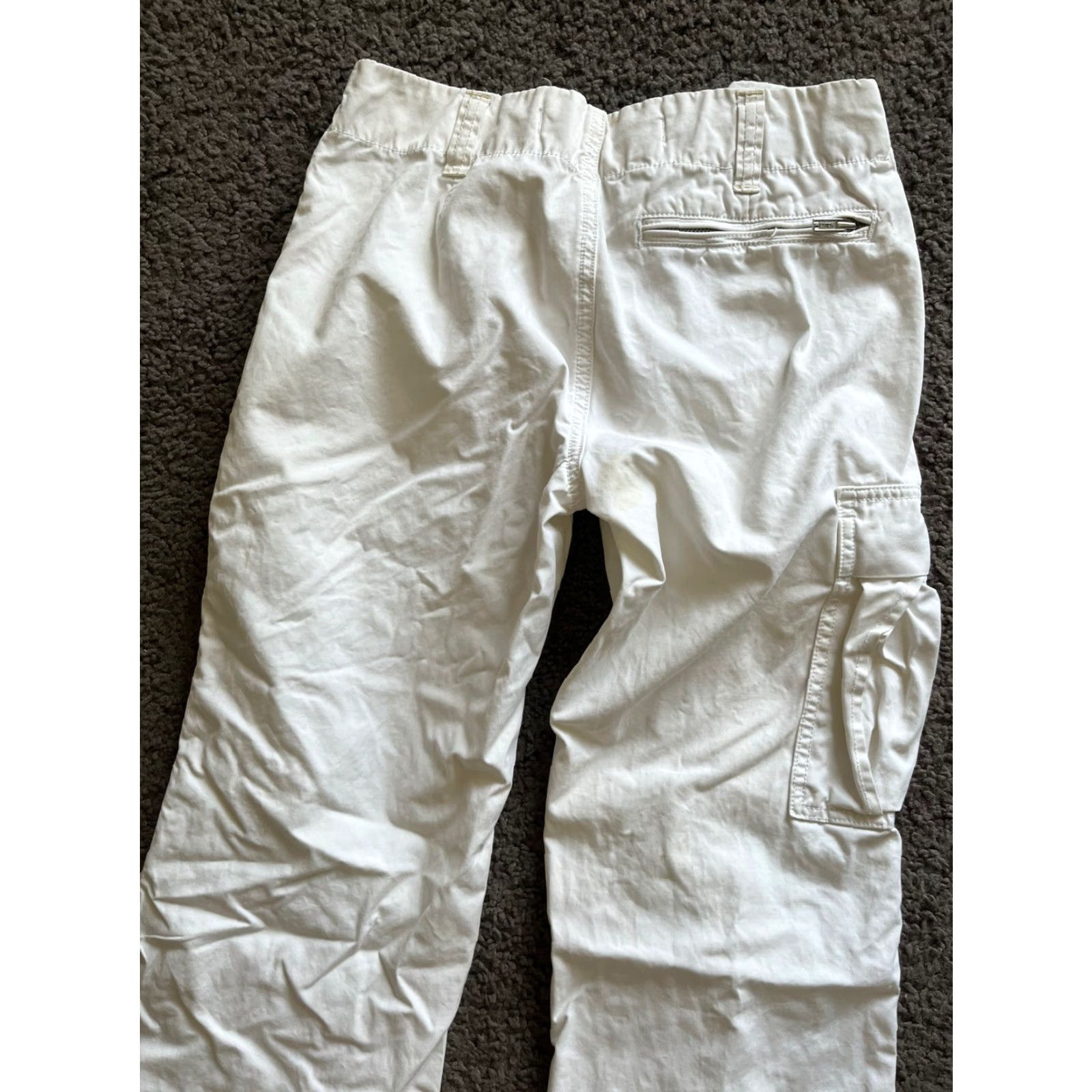Express Express Jeans Capri White 29 Inseam Size 1/2 Charcoal Wash Zip Pockets Ankle Tie Belt Loops Distressed Regular Size Women Cotton Polyester Spandex Size 25" / US 0 / IT 36 - 4 Thumbnail