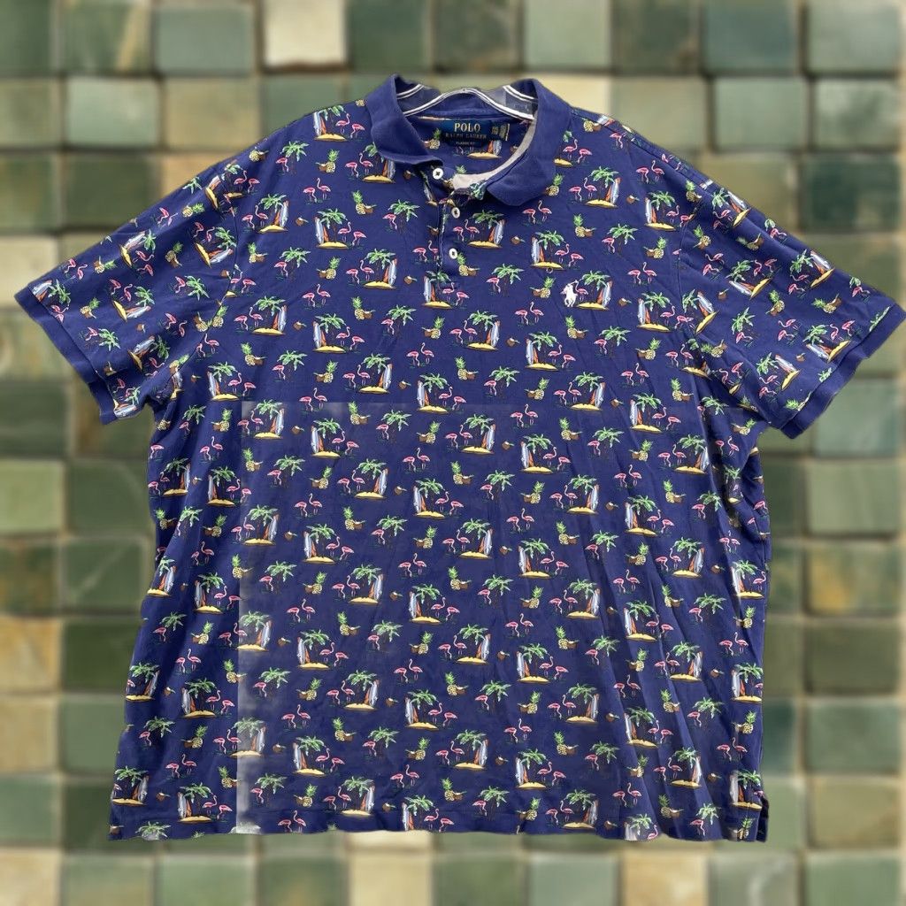 Ralph Lauren Ralph Lauren Polo Shirt Men’s XXL Blue Classic Fit Preppy Surf Flamingo Academia Shirt Size US XXL / EU 58 / 5 - 1 Thumbnail