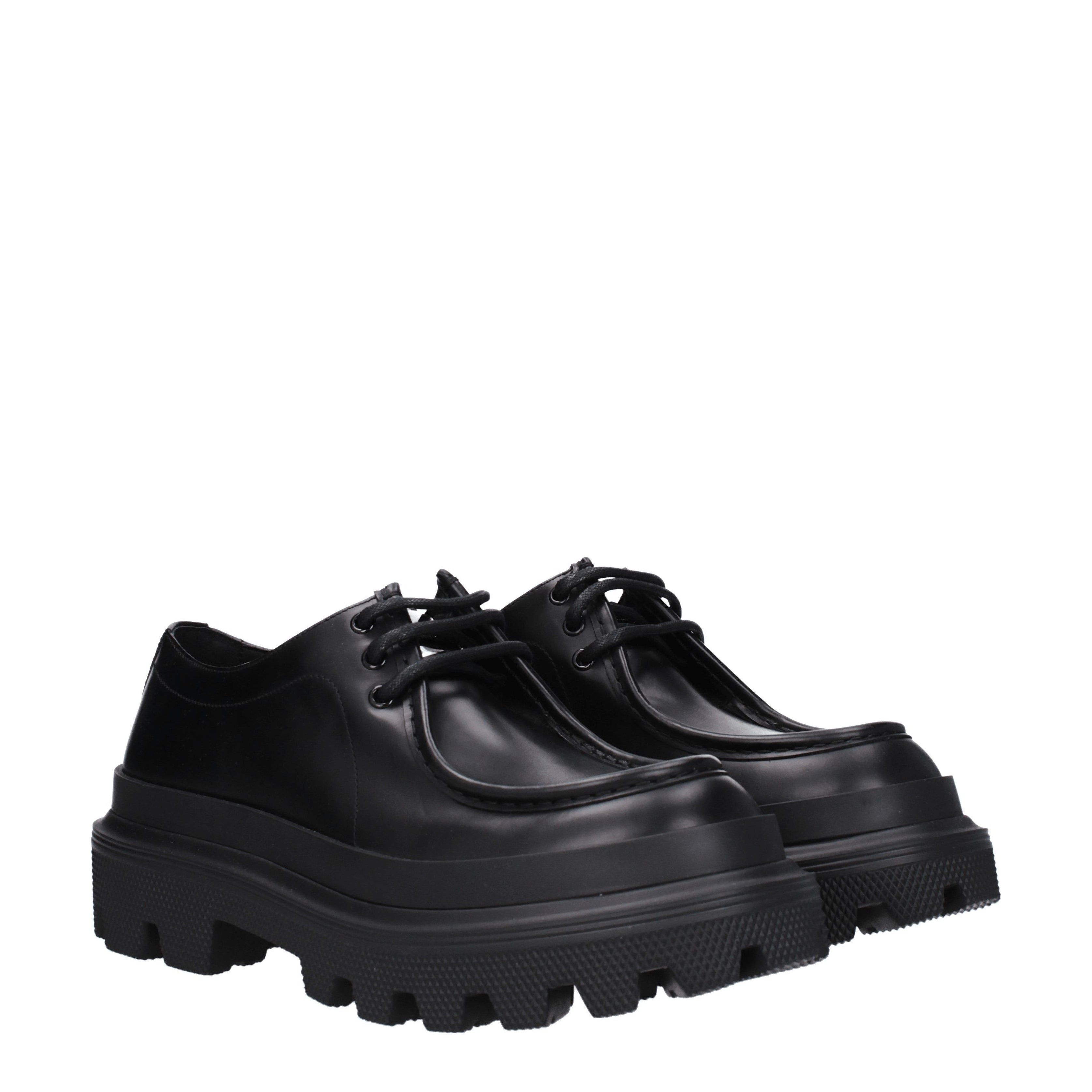 Dolce Gabbana Lace Ups In Leather Shoes in Black, Men's (Size 7)