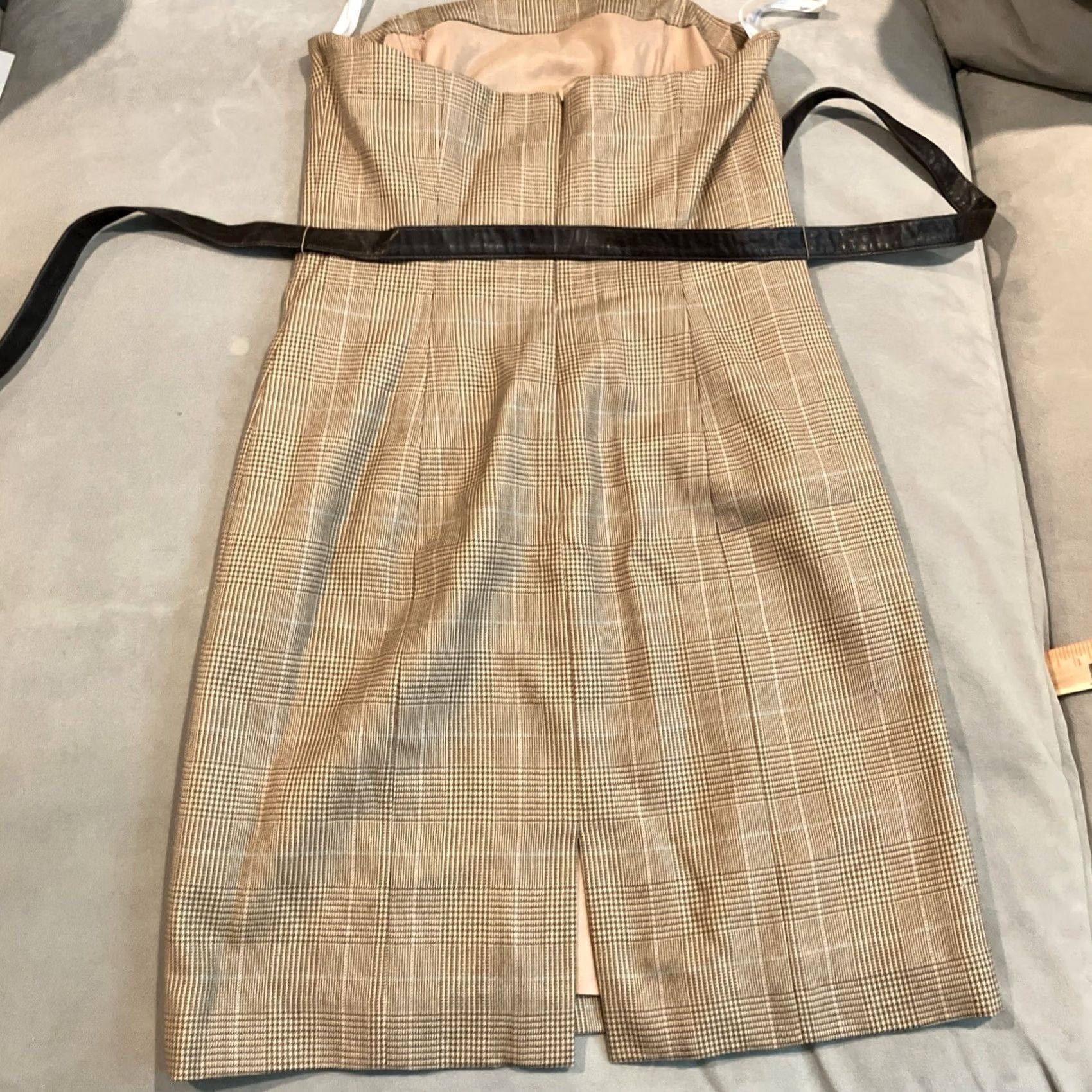 Vintage VINTAGE Shoshanna Brown Herringbone Plaid Strapless Dress Women's Size 12 Midi Woolstrapless Mens Womens Size XL / US 12-14 / IT 48-50 - 6 Thumbnail