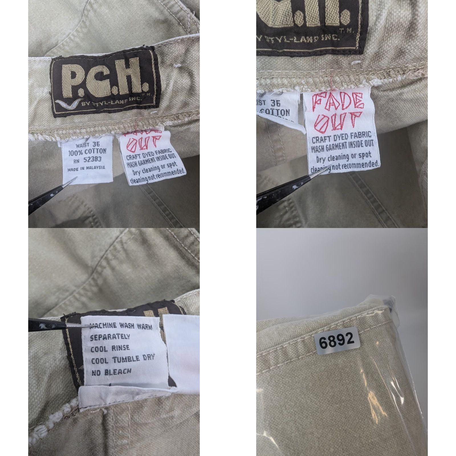 Vintage VINTAGE PCH Pants Chino Drawstring Beige 36 Men's Wide Relaxed 80s Skater Khaki Inseam 32 Short description: fade out dyed Size US 36 / EU 52 - 9 Thumbnail