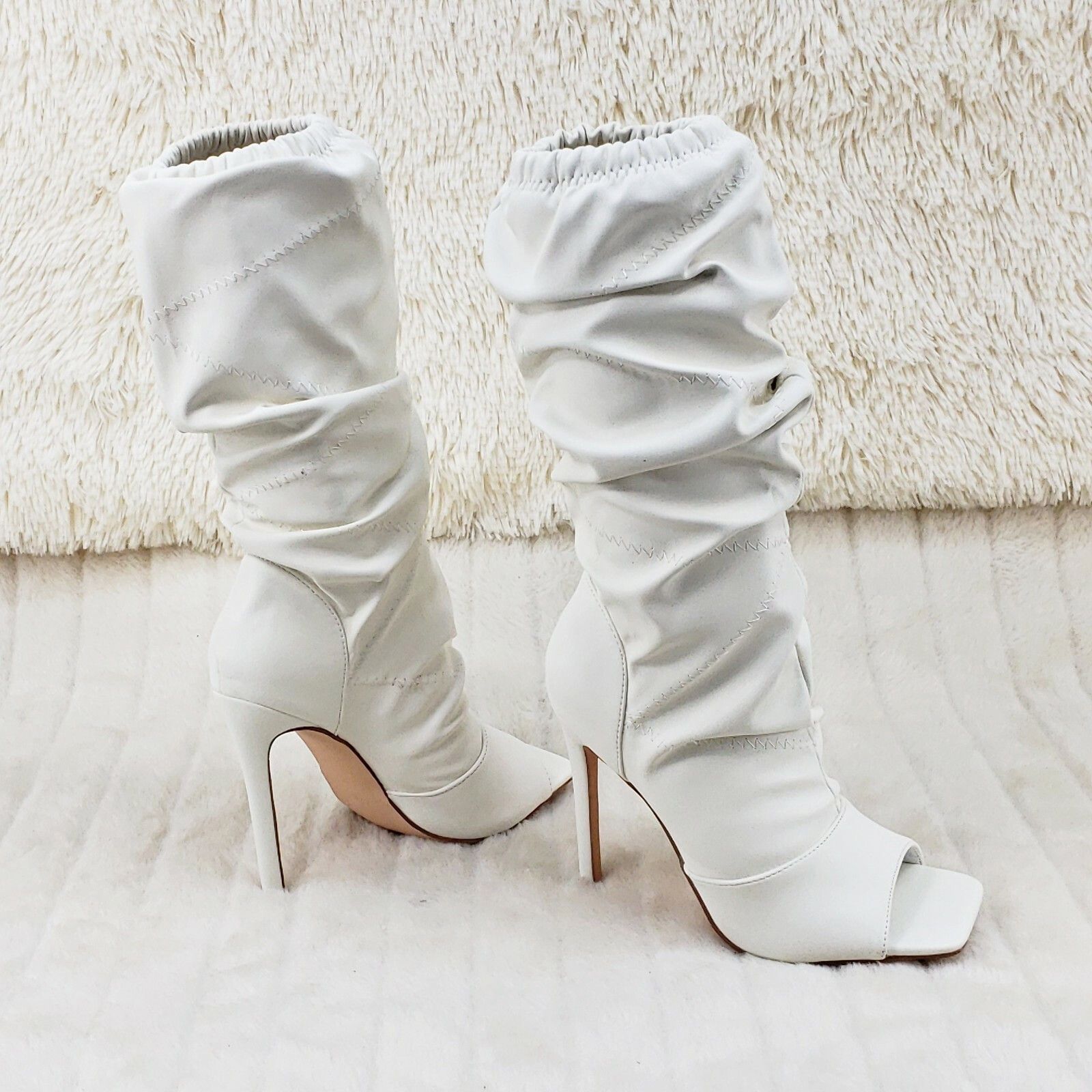Other Victoria Bone White Square toe Mid Calf Adjustable Slouch Sc Size US 11 / IT 41 - 5 Thumbnail