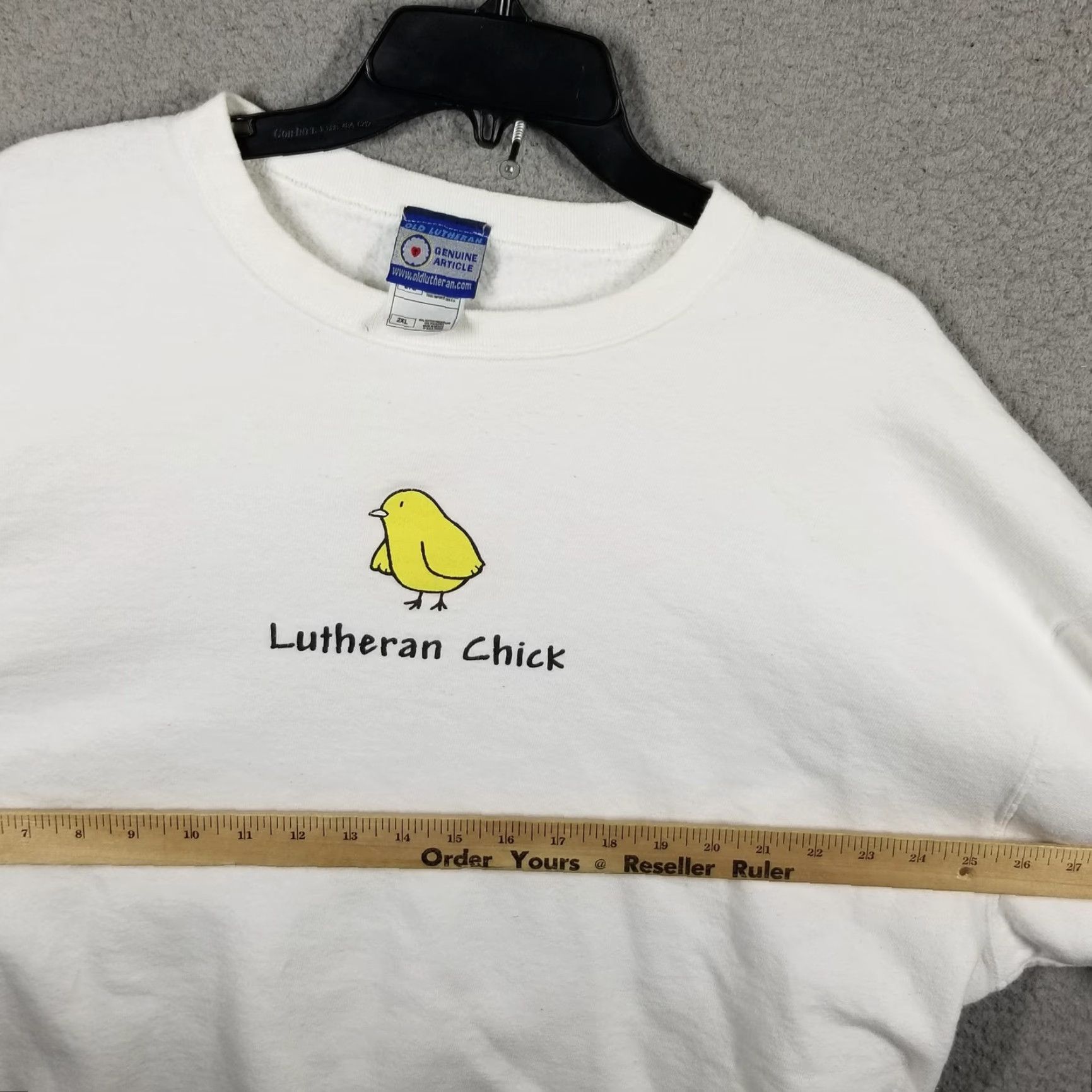 Vintage Lutheran Chick Sweatshirt 2XL White Crewneck Graphic Jesus Christian Pullover Size US XXL / EU 58 / 5 - 7 Thumbnail