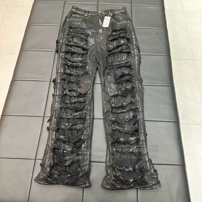 Rick Owens Rick Owens Black Distressed Flare Jeans Size 32. Size US 32 / EU 48 - 1 Thumbnail