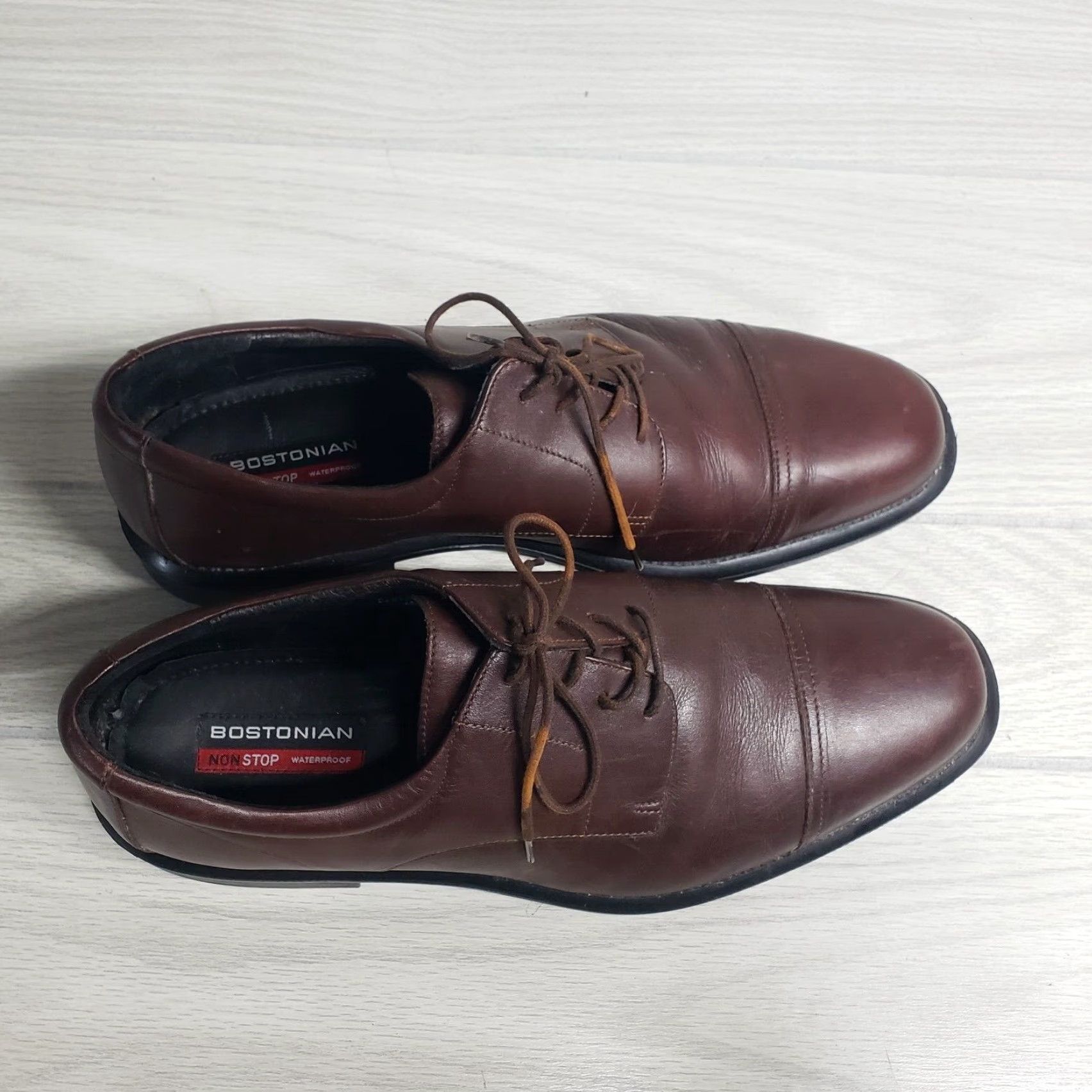 Vintage Bostonian Non-Stop Cap Toe Oxfords Shoes Mens 13M Brown Leather Dress Formal Size ONE SIZE - 5 Thumbnail
