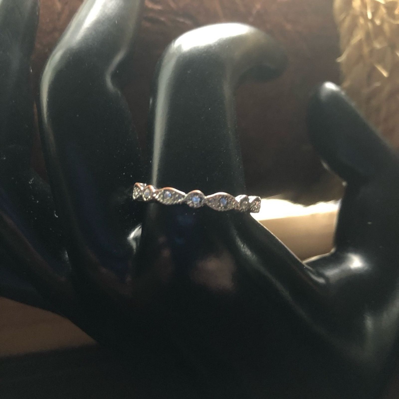 Vintage Vintage 80s clear rhinestone stackable band ring 10 Size ONE SIZE - 2 Thumbnail