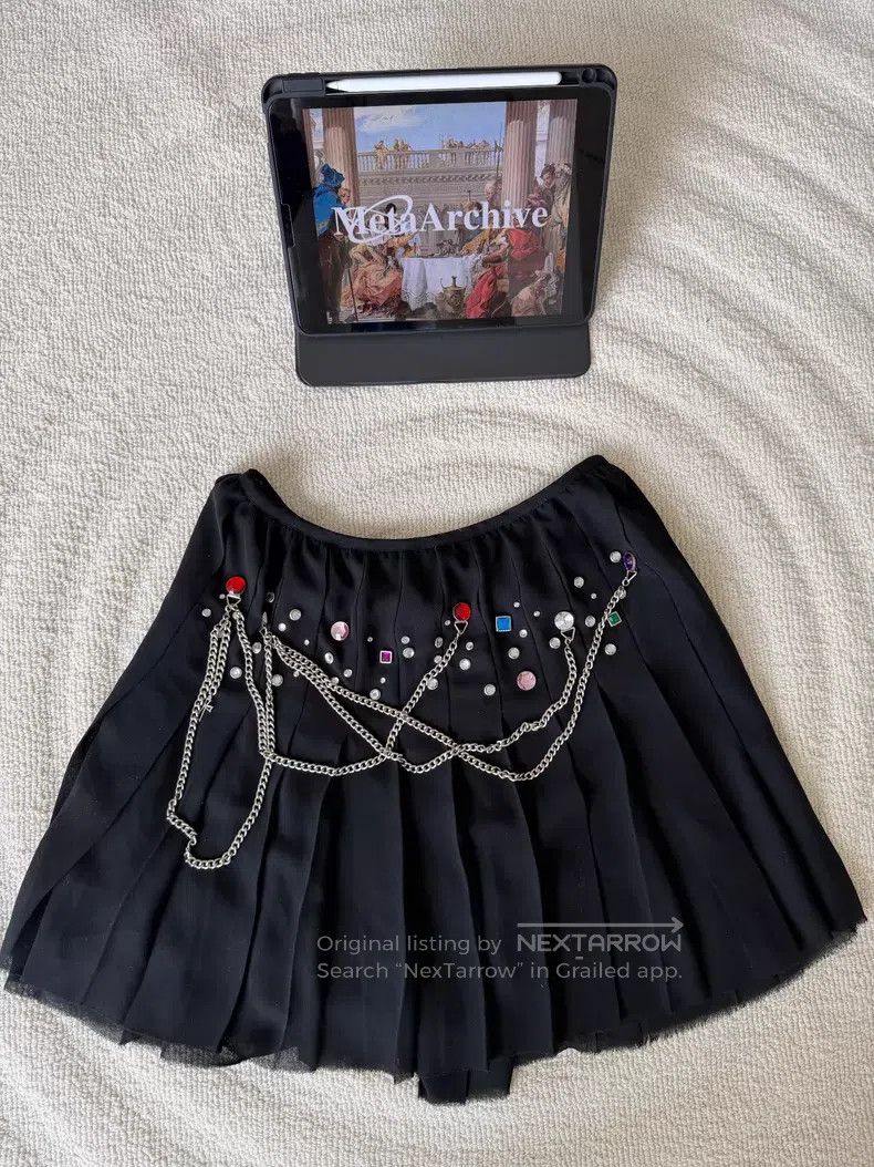 Junya Watanabe Junya Watanabe size S Gem-Studded Shorts Skirt with Chain Size 23" - 1 Thumbnail
