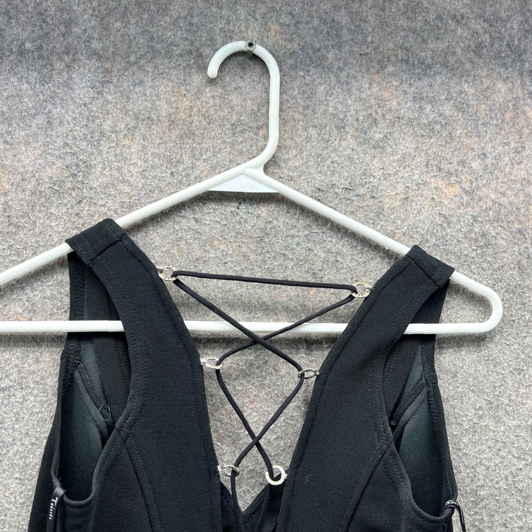 Tadashi Shoji VINTAGE Tadashi Dress Women Medium Black Sleeveless V Neck Cut Out 90s Party A-Line Knee Length Womens Size M / US 6-8 / IT 42-44 - 4 Thumbnail