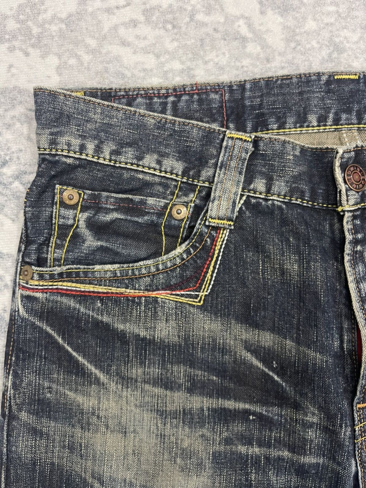 Edwin Flare Jeans Edwin 503 Blue Trip Boot Cut Low Rise Denim Size US 34 / EU 50 - 6 Thumbnail