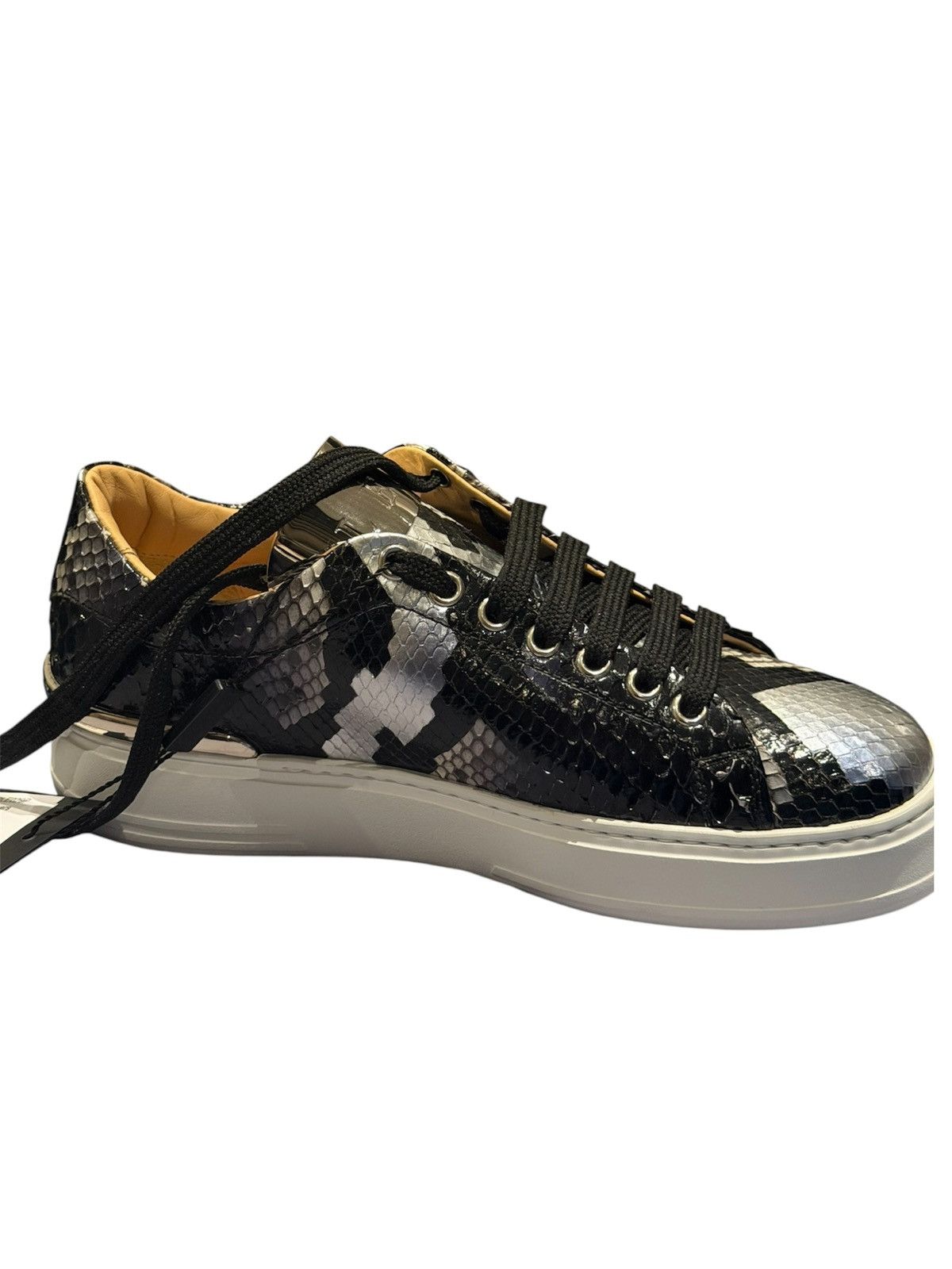 Philipp Plein Philipp Plein Python Low Top Sneakers – Black/silver Size US 7 / IT 37 - 10 Thumbnail