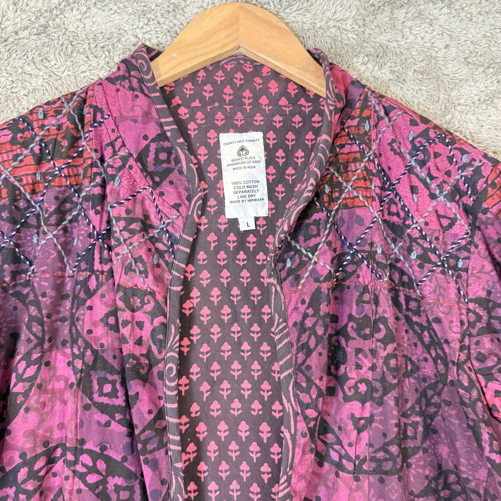 Other Dignity Not Charity Cotton Quilted Reversible Jacket L India Size L / US 10 / IT 46 - 7 Thumbnail