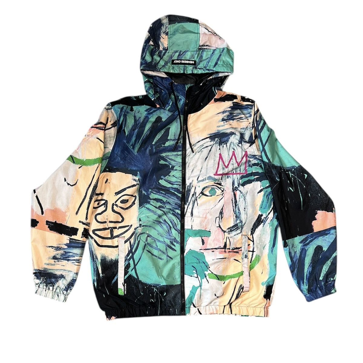 Jean-Michel Basquiat × Members Only × Vintage BASQUIAT x MEMBERS ONLY Zip Up Lightweight Hooded Jacket Size US L / EU 52-54 / 3 - 1 Thumbnail