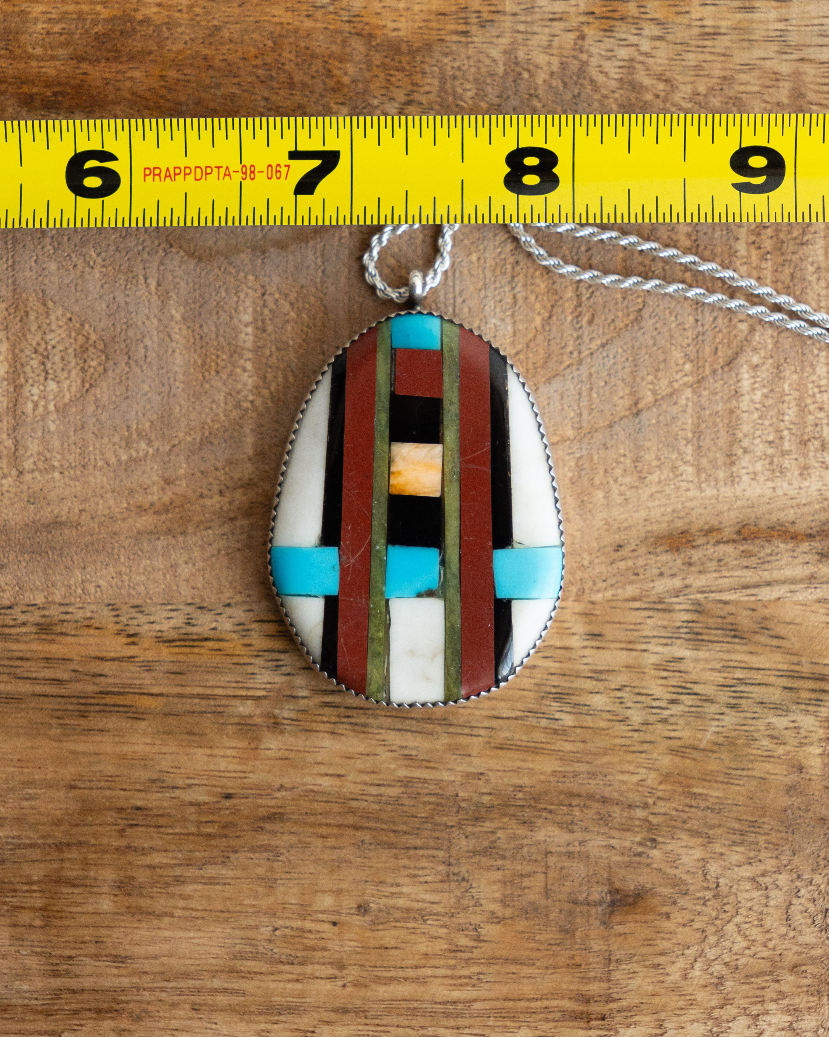 Jewelry Vintage Native American Sterling Silver Necklace Stone Inlay Size ONE SIZE - 6 Thumbnail