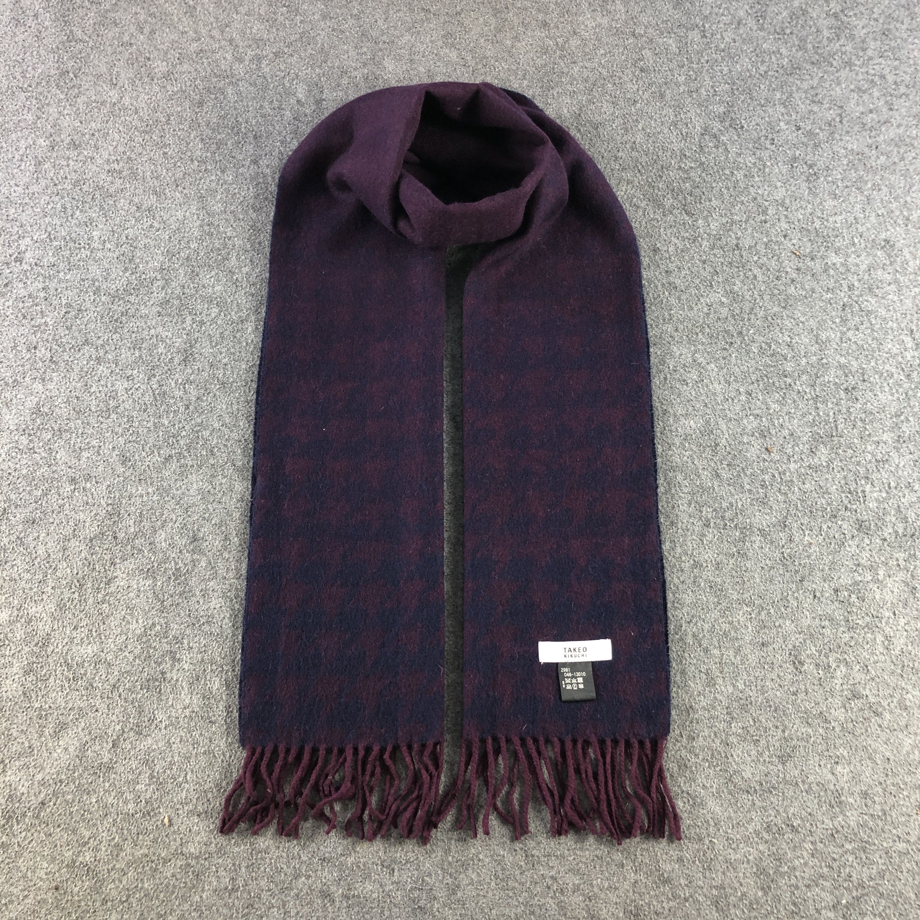 Takeo Kikuchi Takeo Kikuchi Houndstooth Wool Scarf Muffler V2884 Size ONE SIZE - 1 Thumbnail