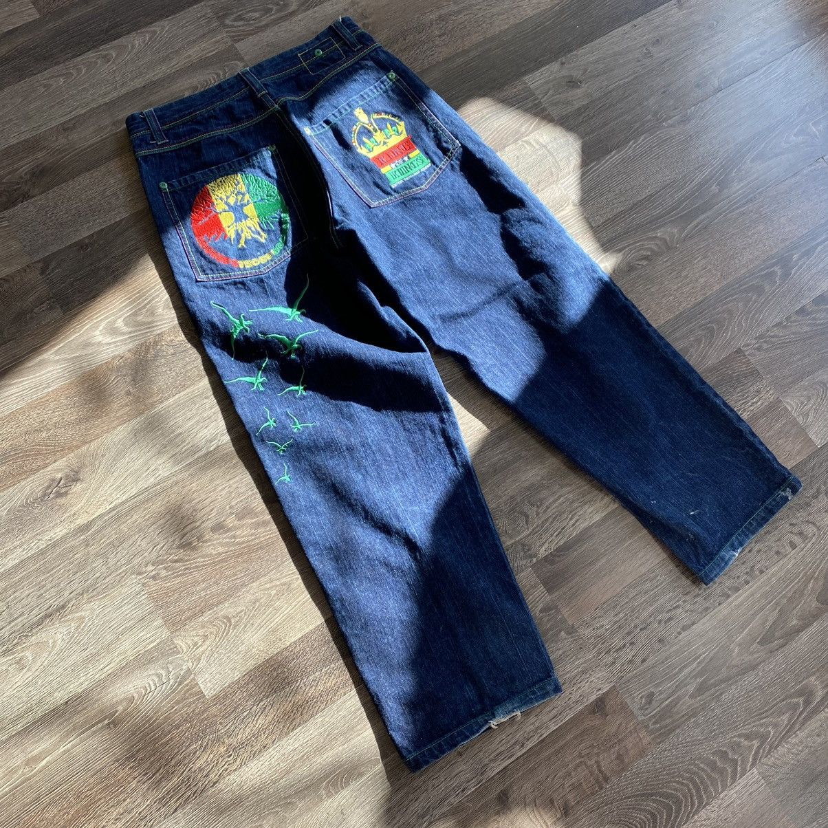 Japanese Brand × Vintage Vintage y2k embroidered denim pants Size US 33 - 2 Thumbnail