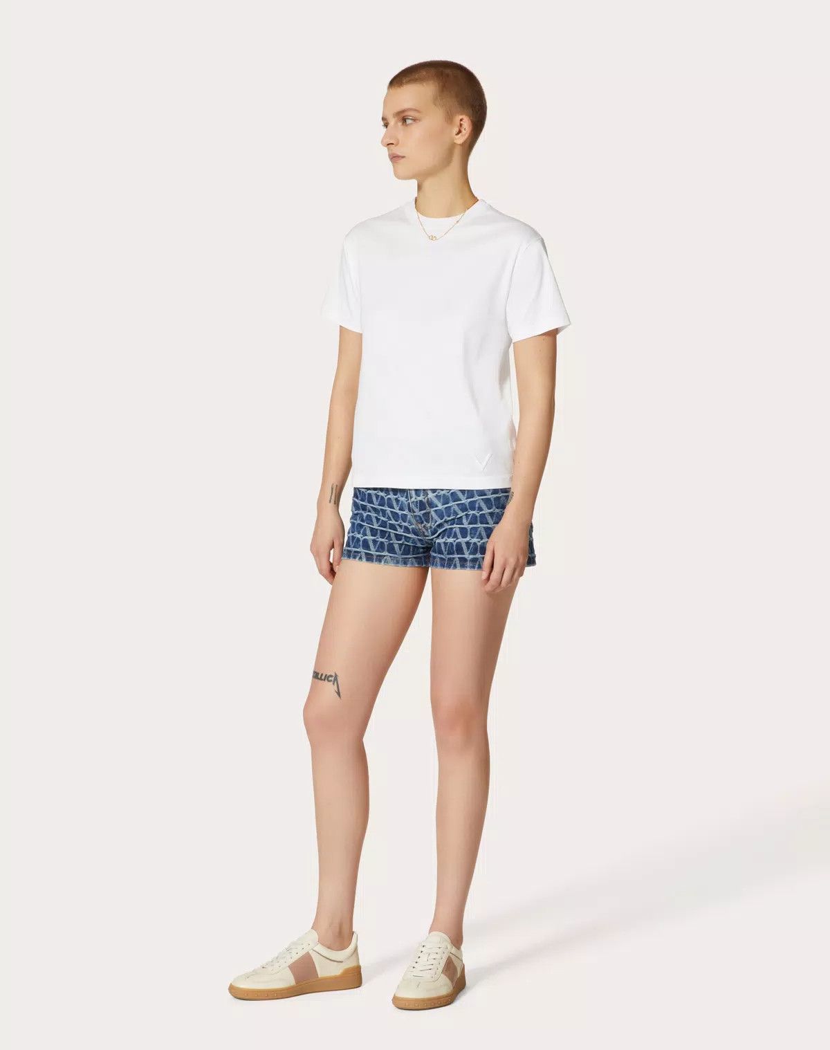 Valentino o1s1wg110426 Jersey Cotton T-Shirt in White Size XXS / US 00 / IT 34 - 5 Thumbnail