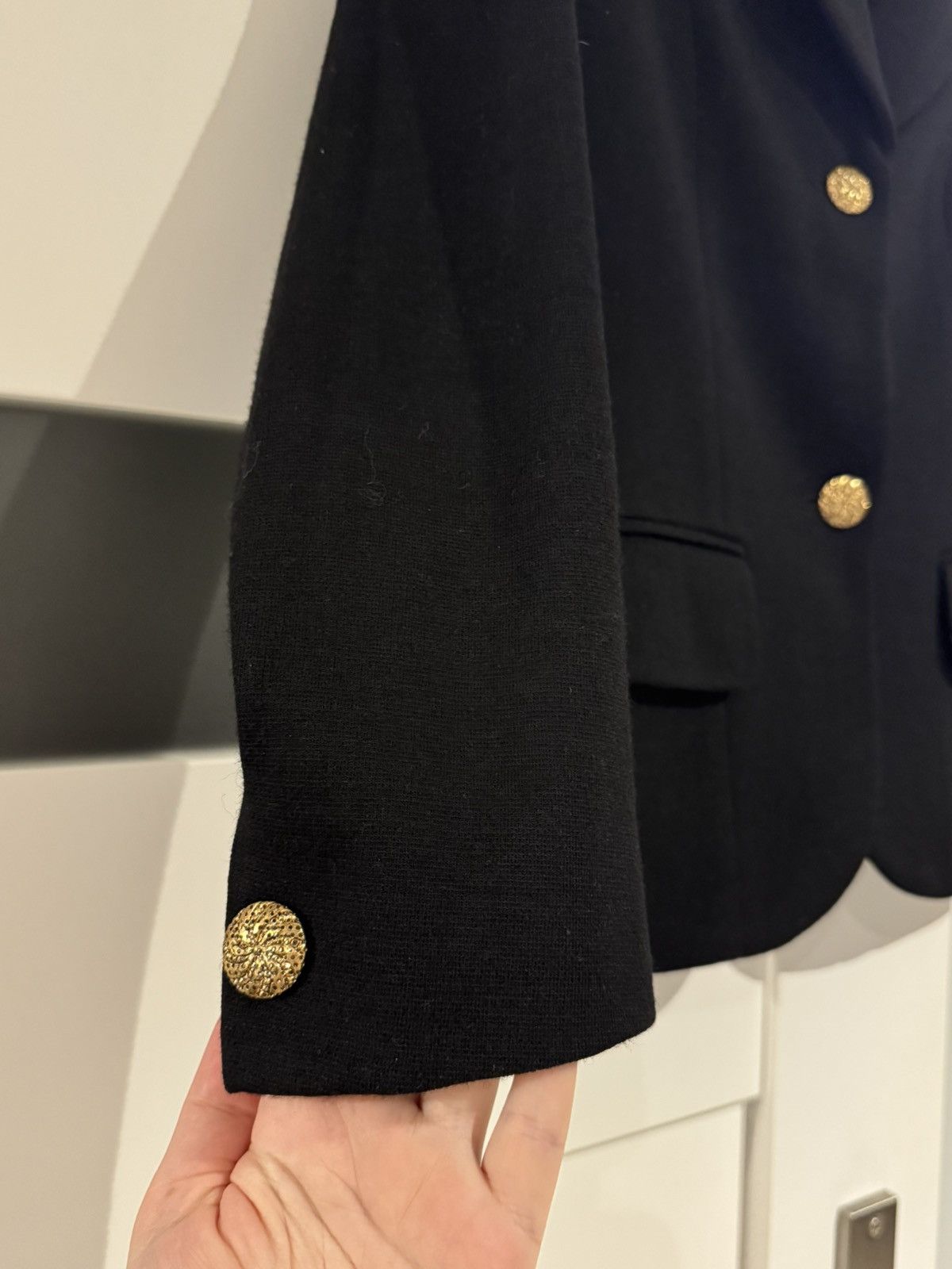 Vintage Vintage Black Wool Blazer with Gold Buttons – Made in France Size S / US 4 / IT 40 - 3 Thumbnail