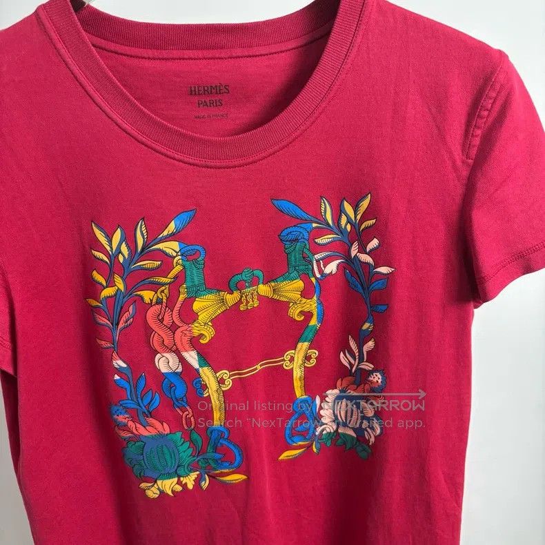 Hermes Hermes Fuchsia Printed T-Shirt Dress Size XS / US 0-2 / IT 36-38 - 3 Thumbnail