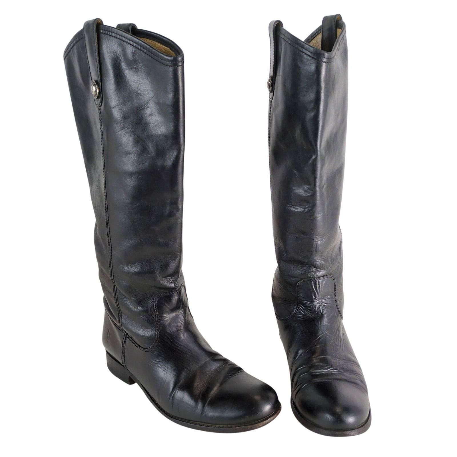 Frye Melissa Button Tall Riding Boots Women's 7.5 Black Leather Size US 7.5 / IT 37.5 - 1 Thumbnail
