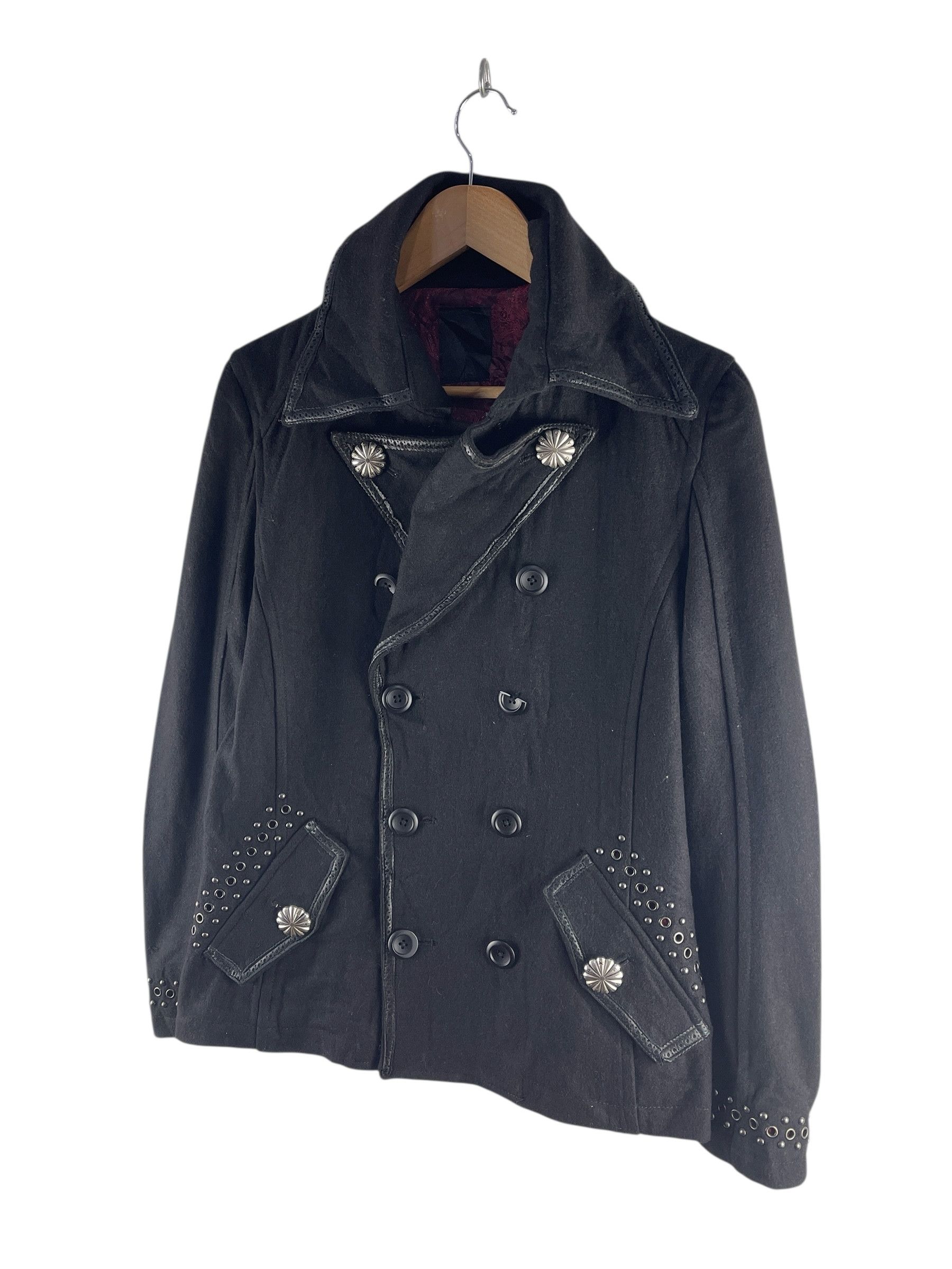 Japanese Brand MIDAS Studded Double-Breasted Pea Coat Jacket Size US S / EU 44-46 / 1 - 5 Thumbnail