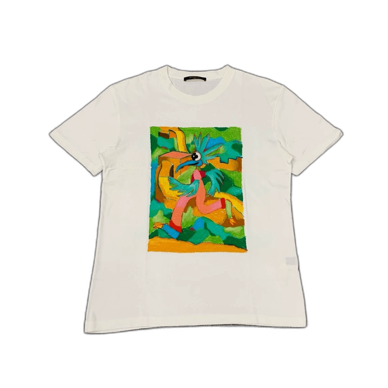 Louis Vuitton White Graffiti Dragon Print Short Sleeve Shirt-yf Size US M / EU 48-50 / 2 - 1 Thumbnail