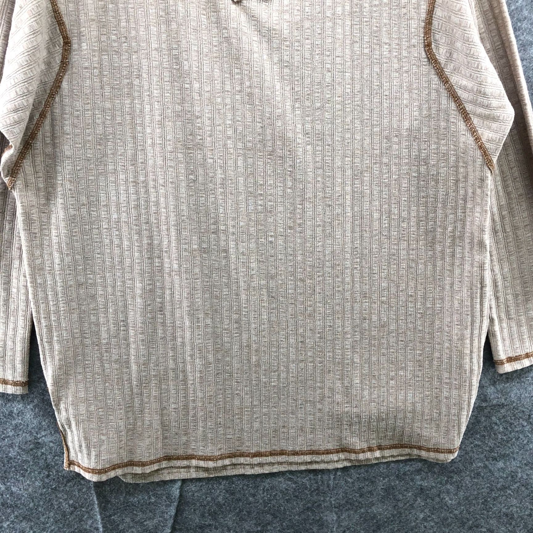 Vintage Gigio USA Oversized Tunic Boho Long Sleeve Top Beige Ribbed Womens L Shirt Size L / US 10 / IT 46 - 4 Thumbnail