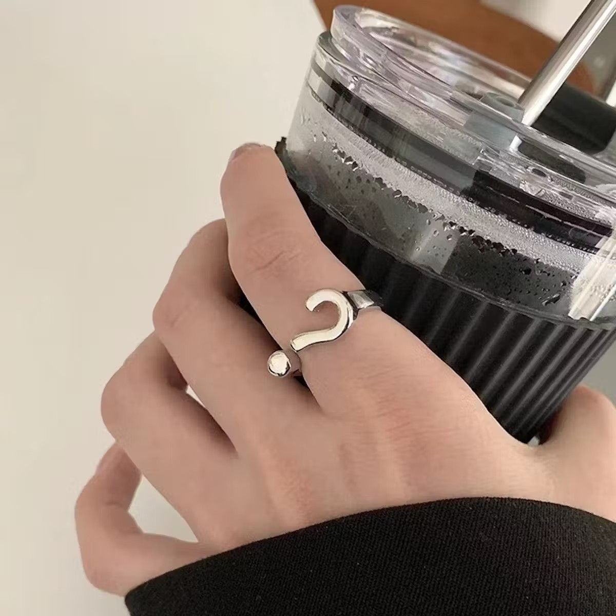 Jewelry × Vintage Question Mark Ring 2000s ? Punk Grunge Riddler Symbol Art Size ONE SIZE - 3 Thumbnail