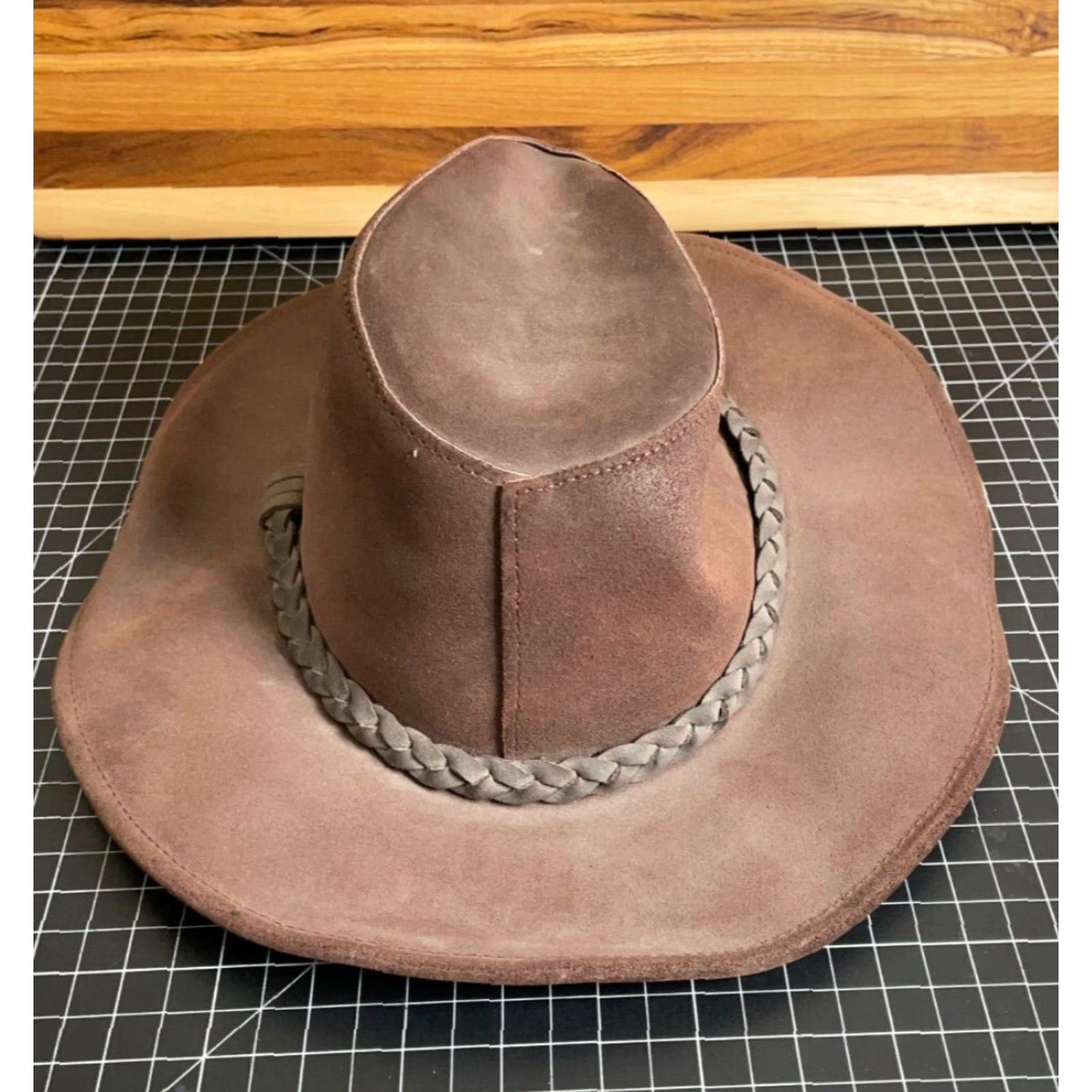 Wilson VINTAGE Wilson Leather Cowboy Hat Medium Dark Brown Western Braided Band Mens Size ONE SIZE - 6 Thumbnail
