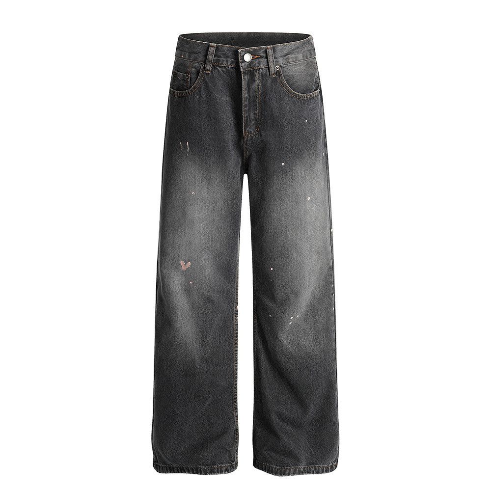 Jean American retro splatter loose straight leg flared jeans Size US 32 / EU 48 - 1 Thumbnail