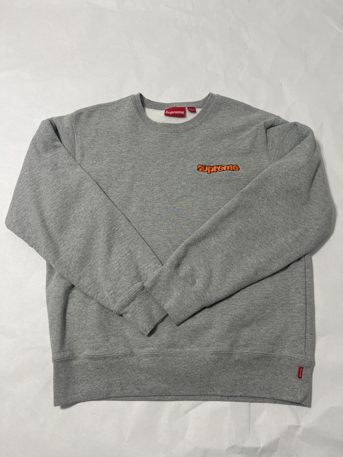 Supreme Grey Pullover Orange Logo - Size Medium