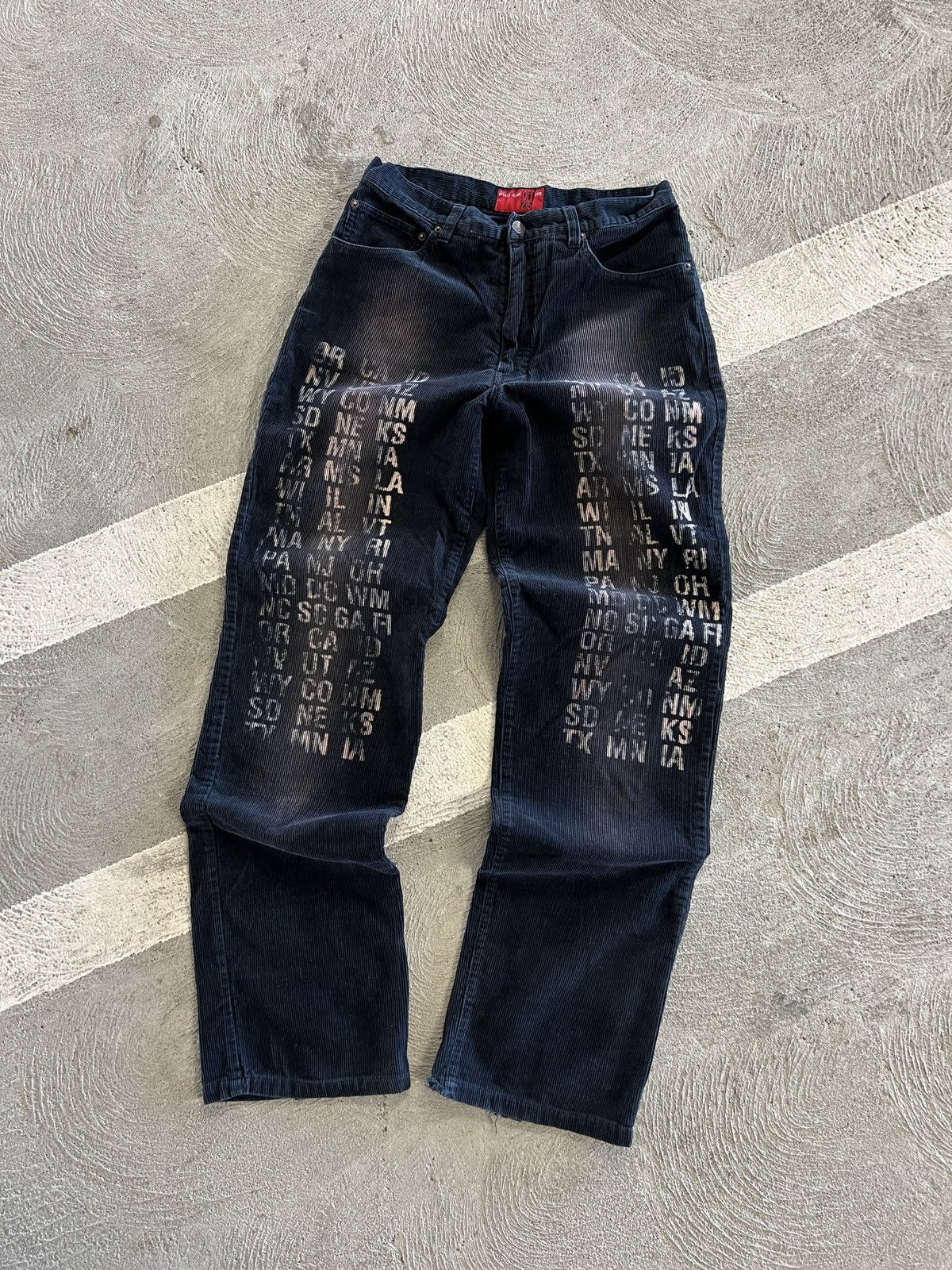 Image of Avant Garde Japanese Nylaus Corduroy Distressed Faded Pants in Blue, Men's (Size 30)