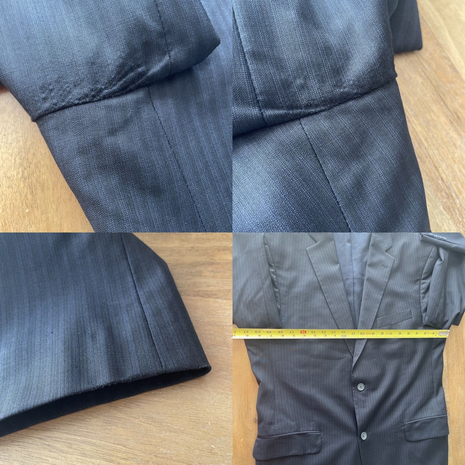 Jack Victor Jack Victor Sport Coat Blazer Mens 42R Slim Fit Pinstripe Black/Blue Size 42R - 9 Thumbnail