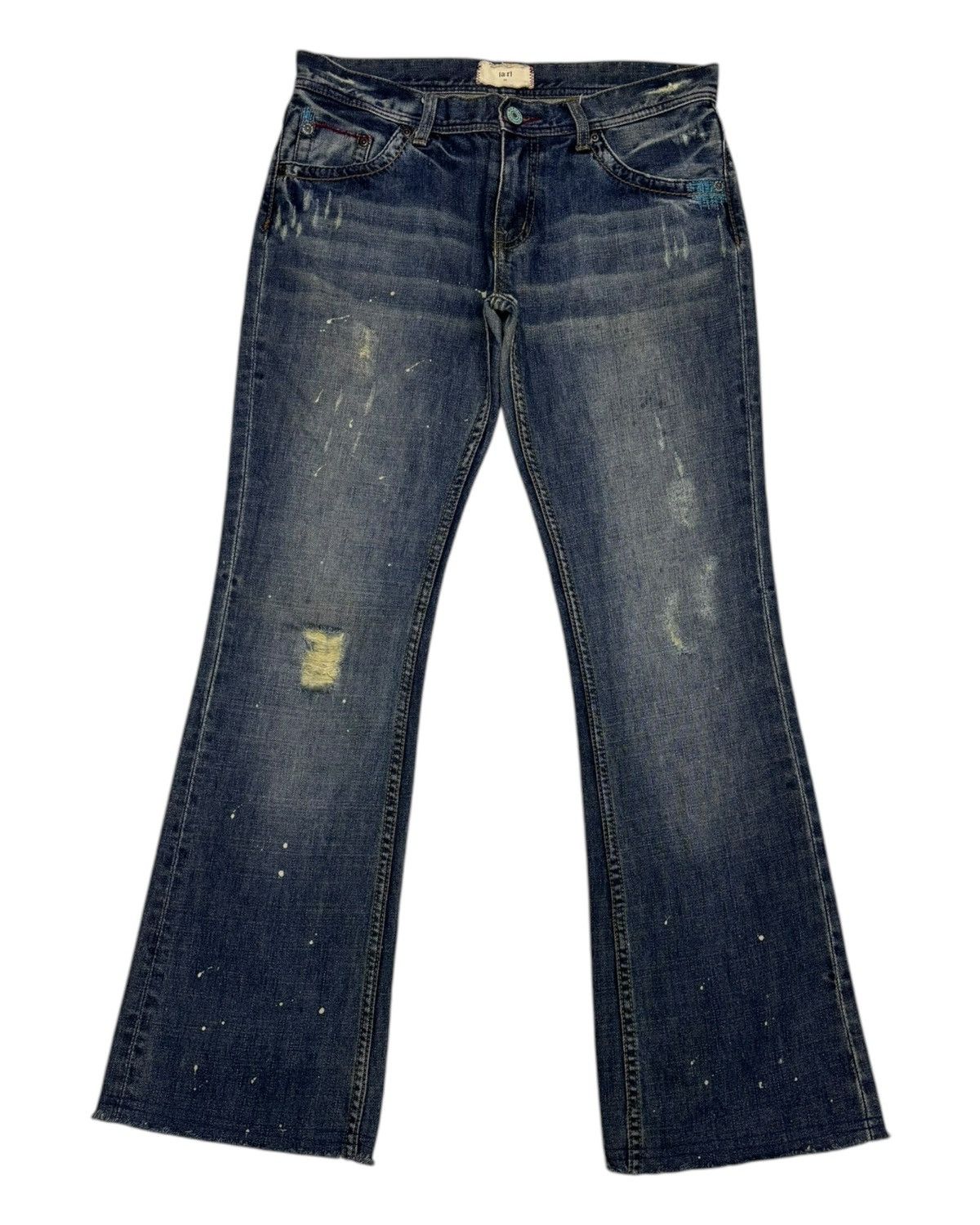 If Six Was Nine [a:r] Flared Jeans Camo Back Pocket Distressed Denim Jeans Size US 32 / EU 48 - 7 Thumbnail
