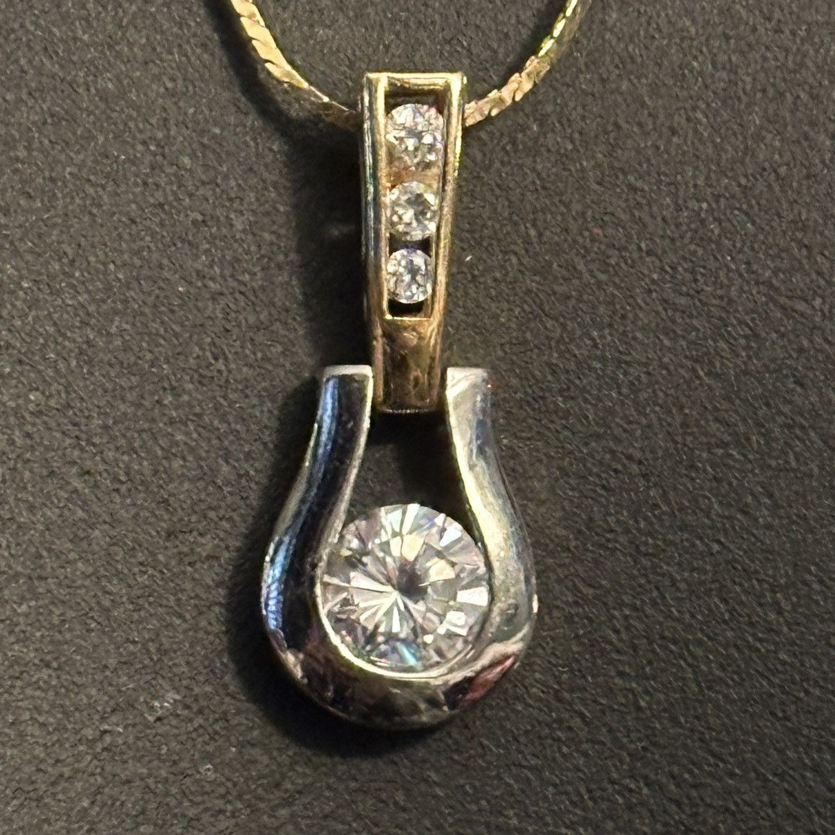 Other Two tone cubic zirconia drop pendant necklace Size ONE SIZE - 6 Thumbnail