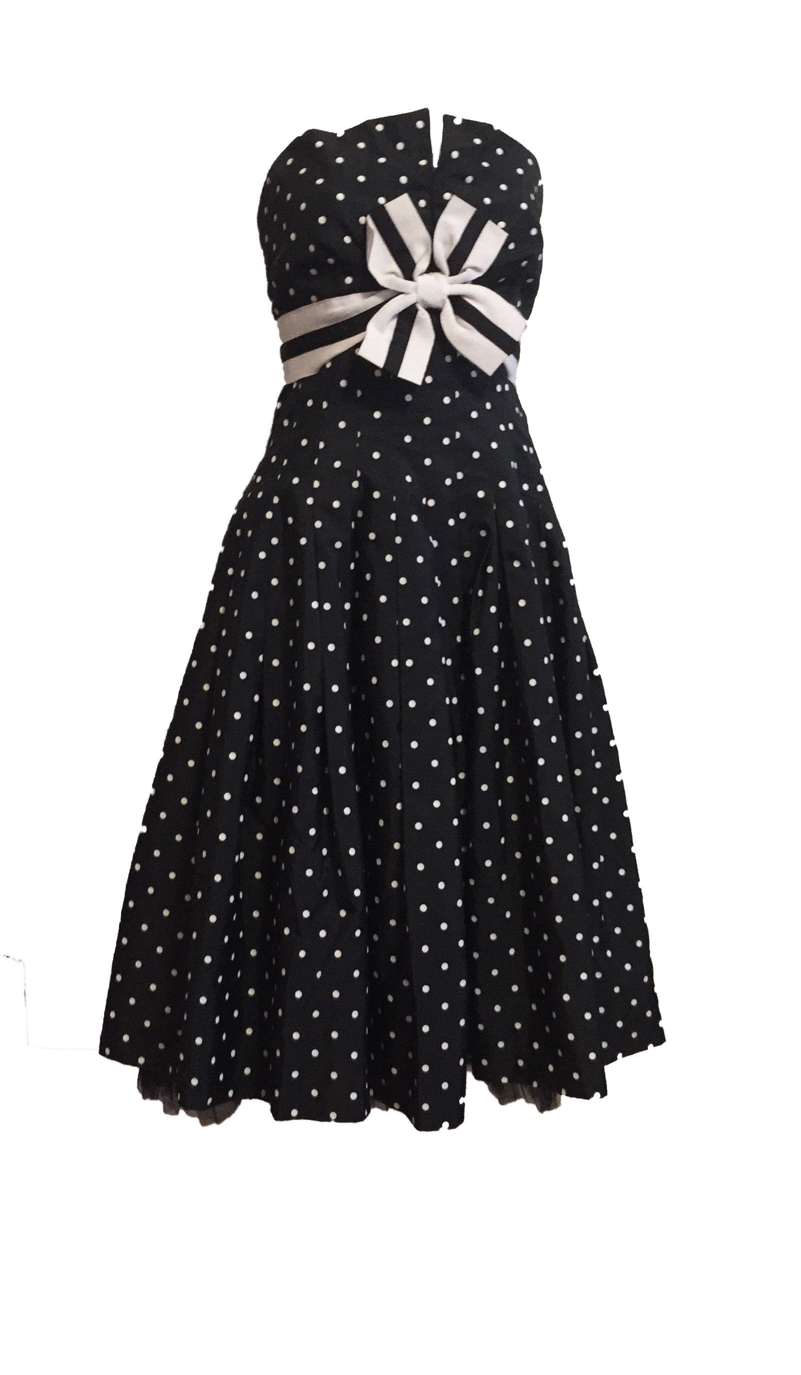 Other Vintage Victor Costa Polka Dot Cocktail Dress Size S / US 4 / IT 40 - 1 Thumbnail