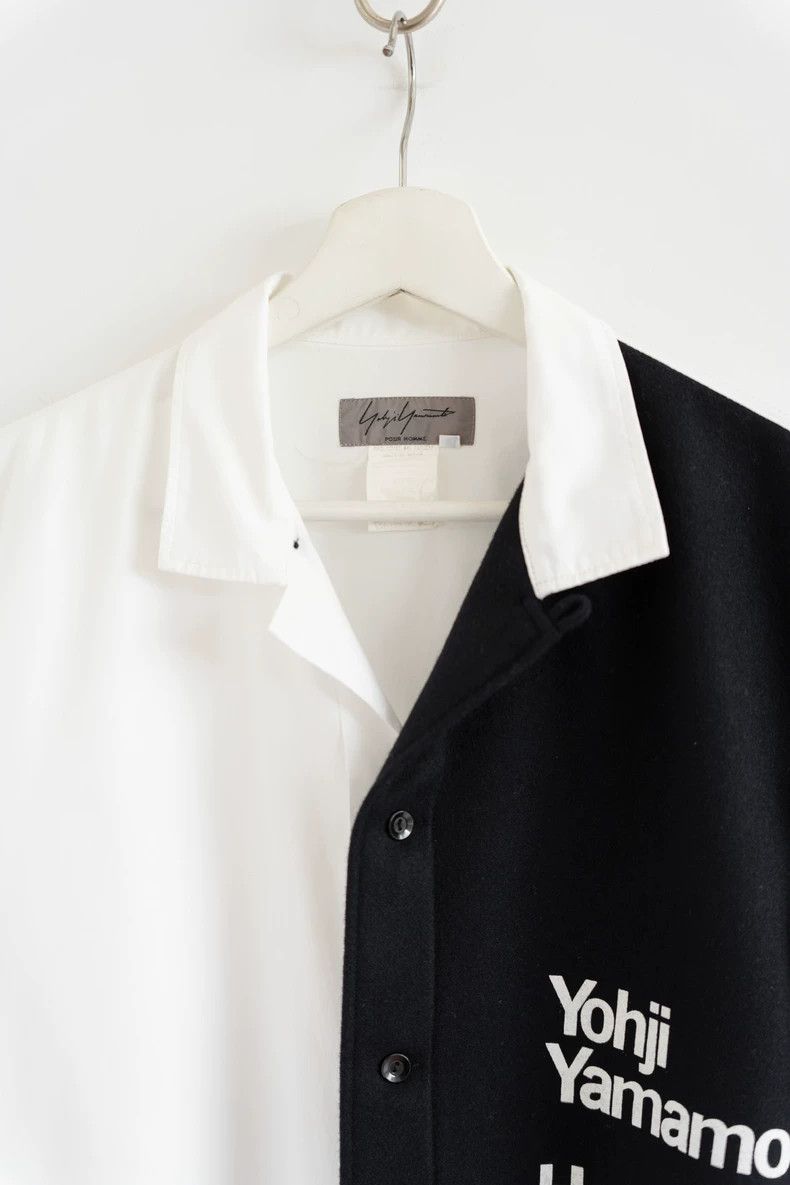 Yohji Yamamoto Yohji Yamamoto 93aw Black and White Patchwork Slogan Shirt Size US M / EU 48-50 / 2 - 6 Thumbnail