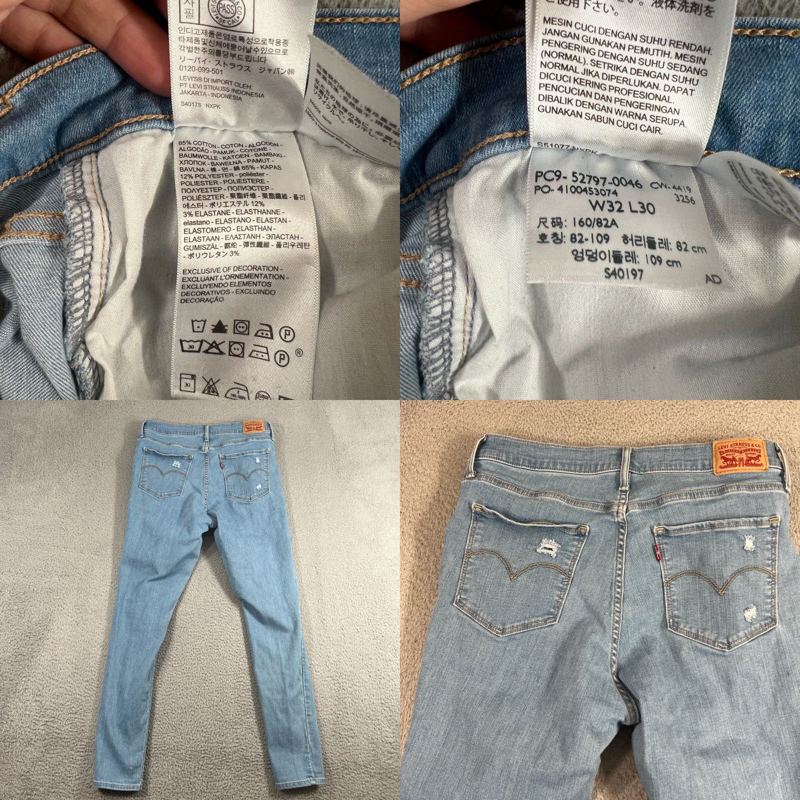 Levi's Levi's 720 Skinny Jeans Womens 32 34x30 Blue High Rise Stretch Denim Medium Wash Size 24" / US 00 / IT 34 - 8 Thumbnail