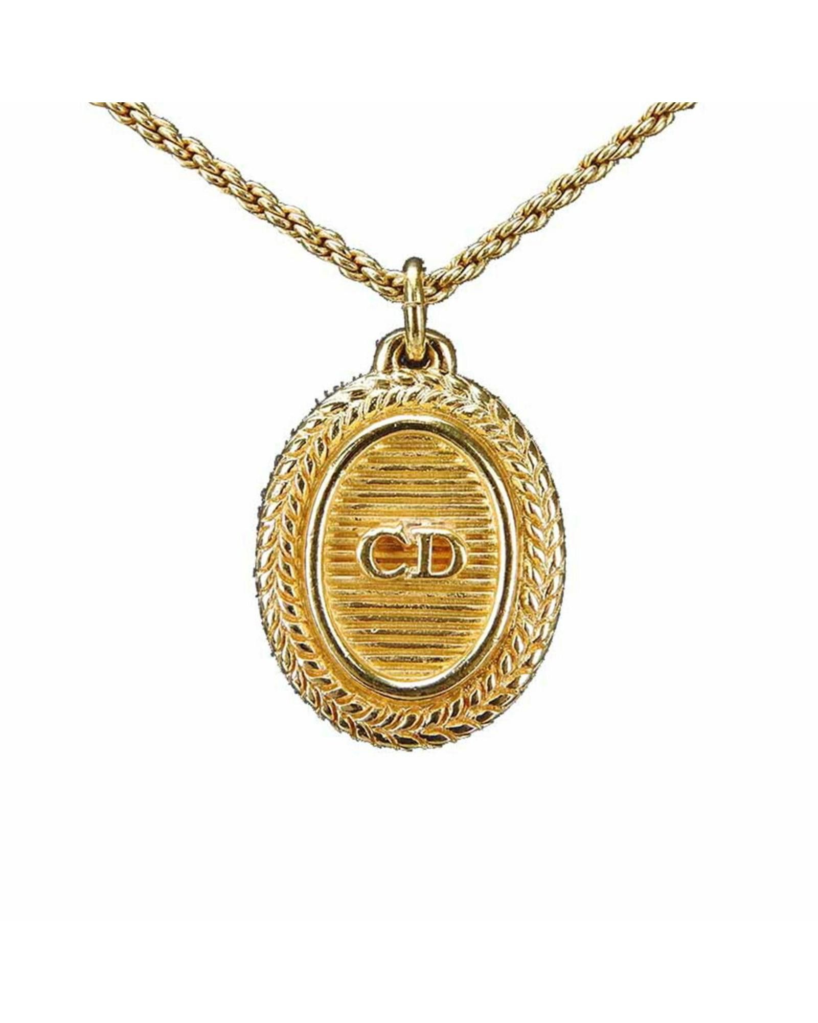 image of Dior Elegant Gold Necklace With Intricate Details, Women's