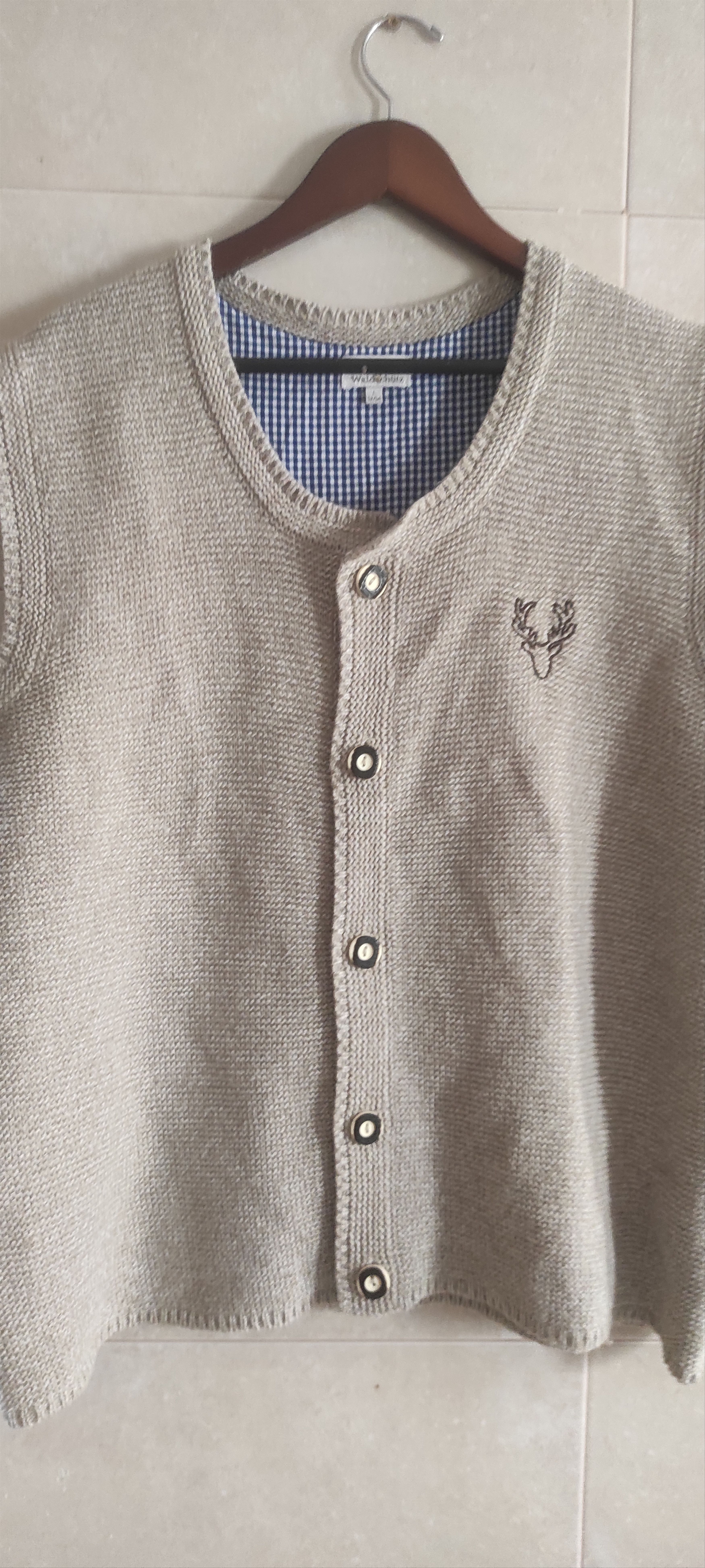 Vintage Waldschütz Gray Wool Trachten Gillet Mens Knit Vest Size US L / EU 52-54 / 3 - 3 Thumbnail