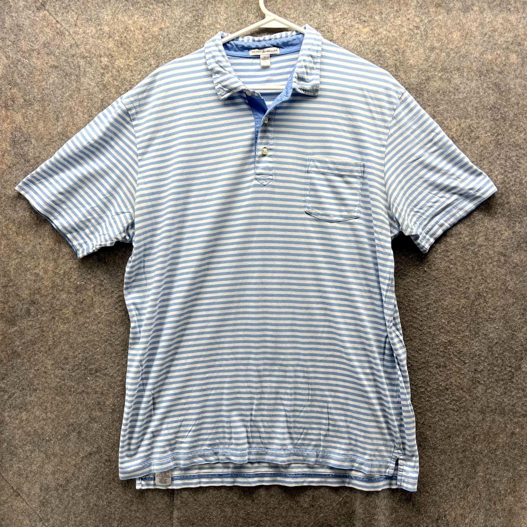Peter Millar VINTAGE Peter Millar Shirt Mens L Blue Polo Pocket Striped Casual Preppy Pima Cotton Golf Size US L / EU 52-54 / 3 - 2 Thumbnail