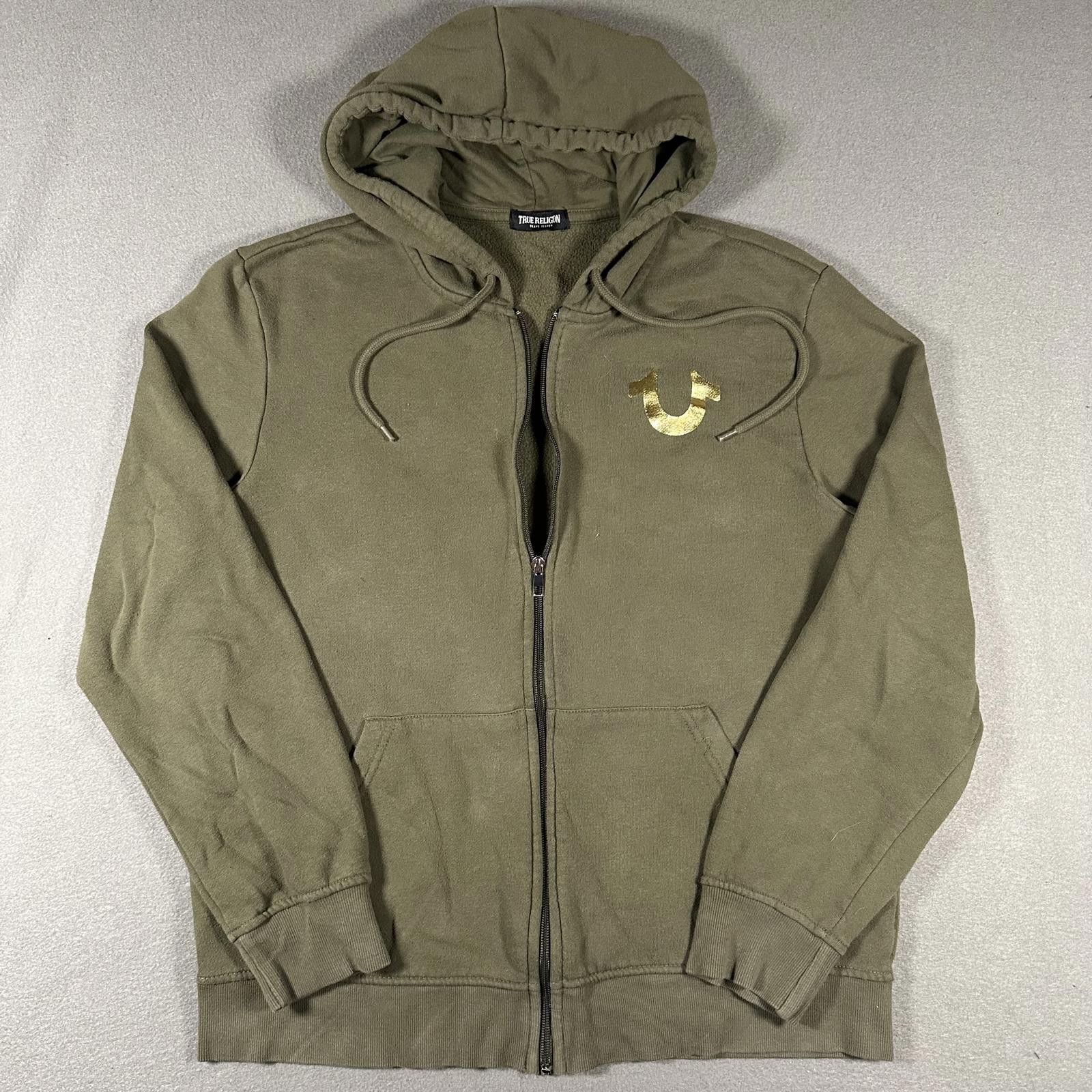 True Religion True Religion Men Hoodie Regular M Green Zip Up Hoodie with Size US M / EU 48-50 / 2 - 2 Thumbnail